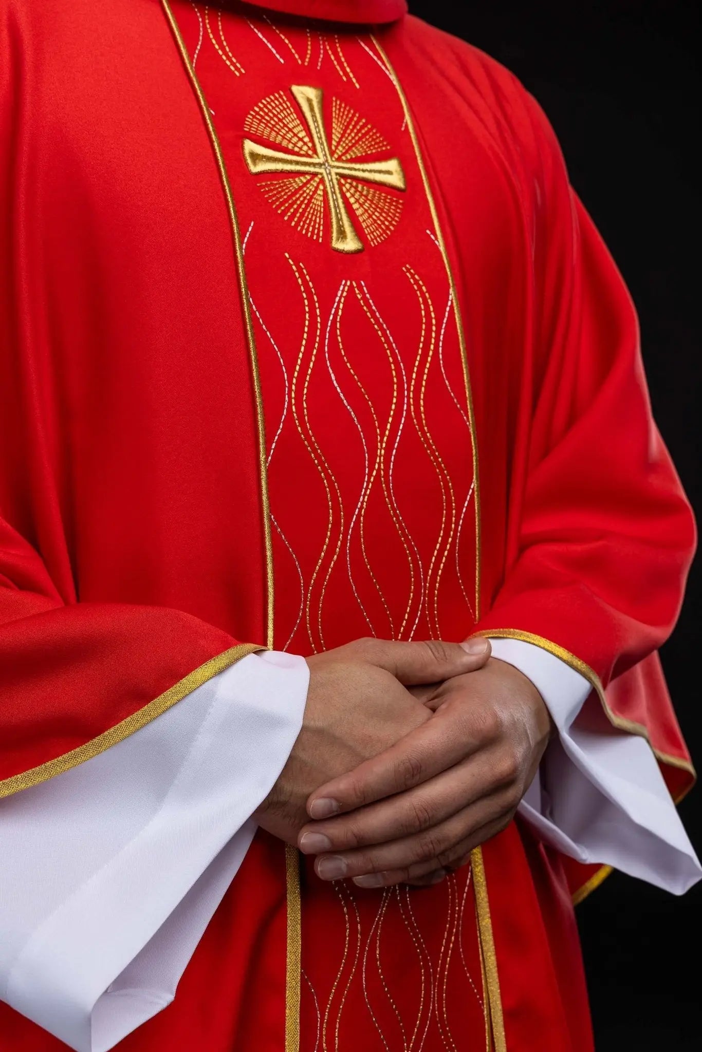 Red Embroidered Chasuble with Cross