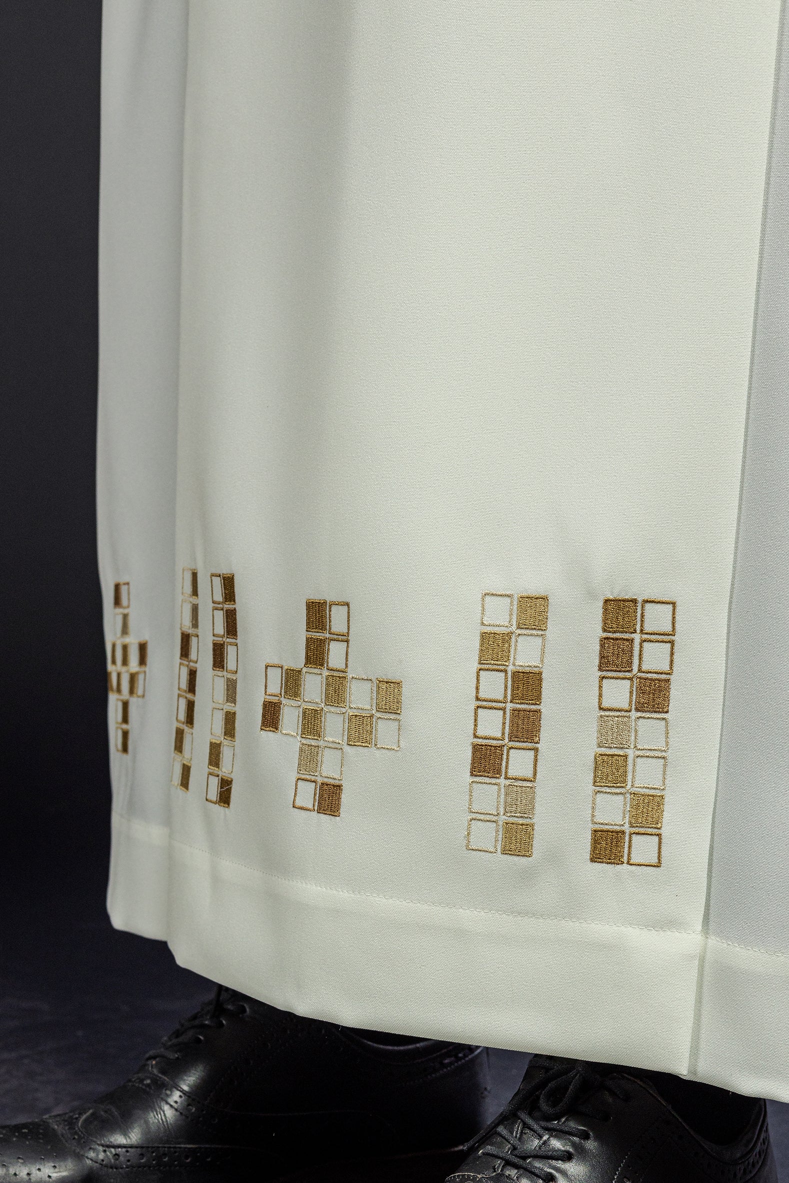 Alba with embroidered mosaic Crosses ecru