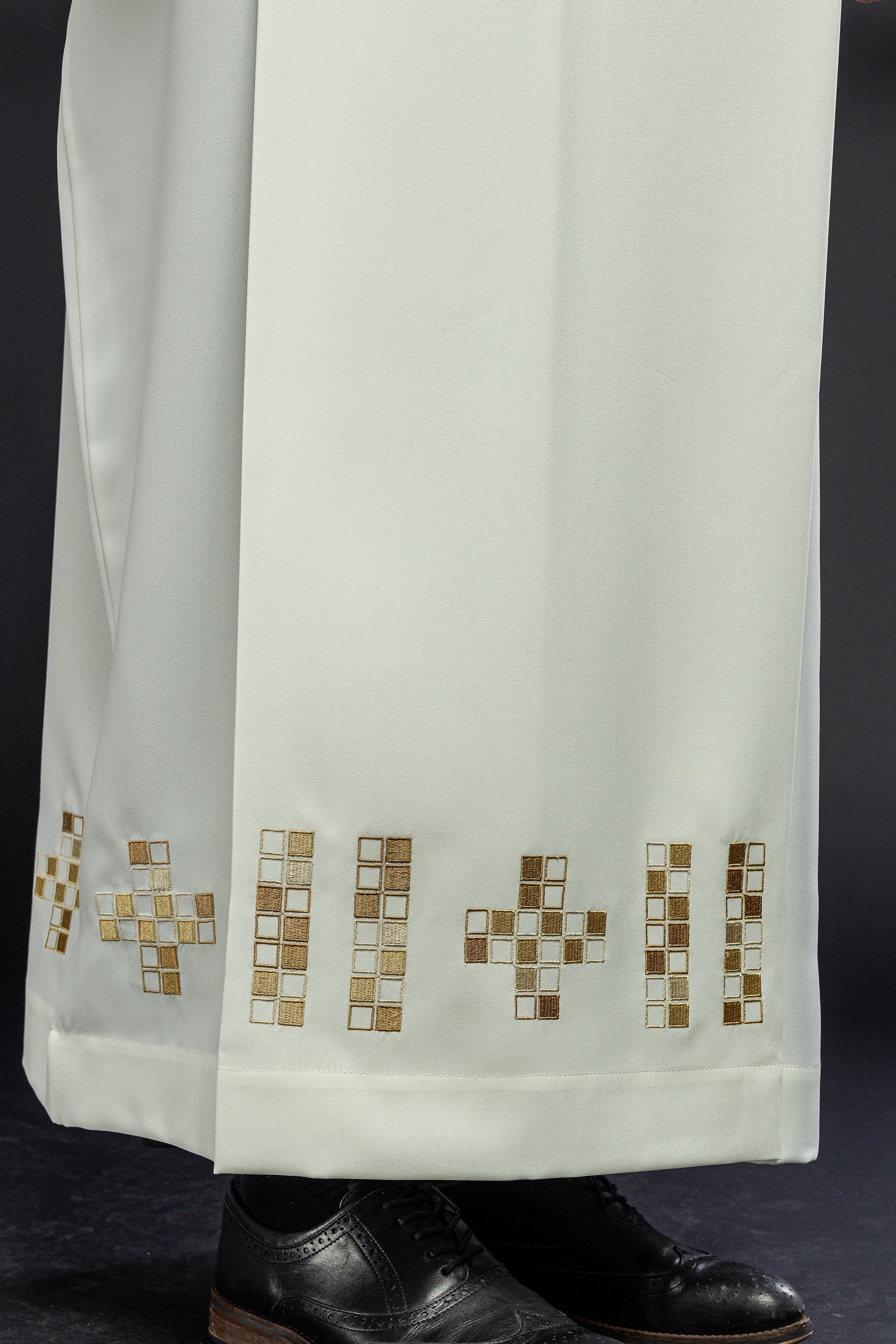 Alba with embroidered mosaic Crosses ecru