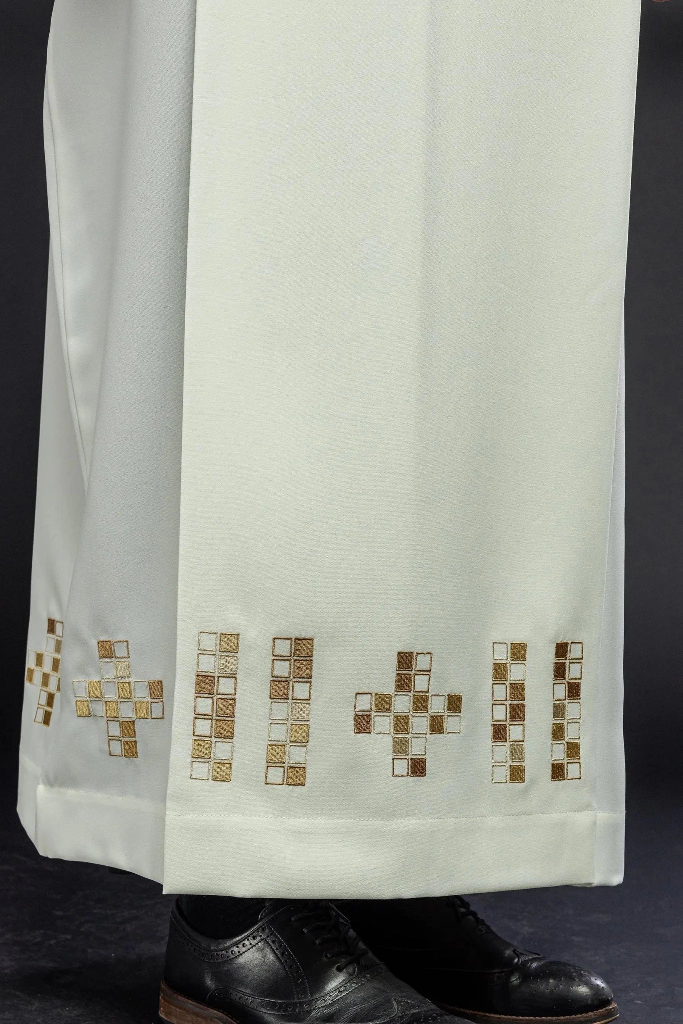 Alba with embroidered mosaic Crosses ecru