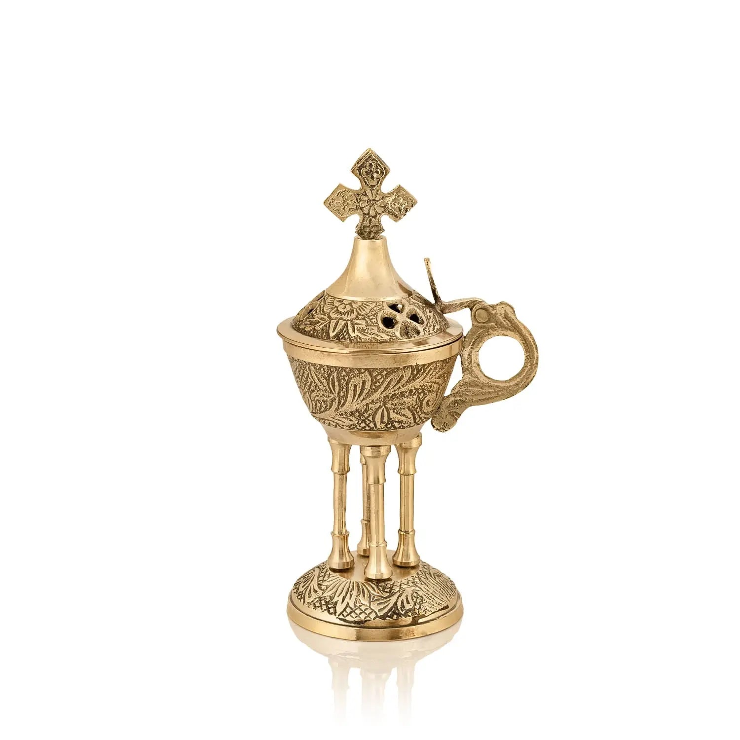 Brass Censer with Cross Finial