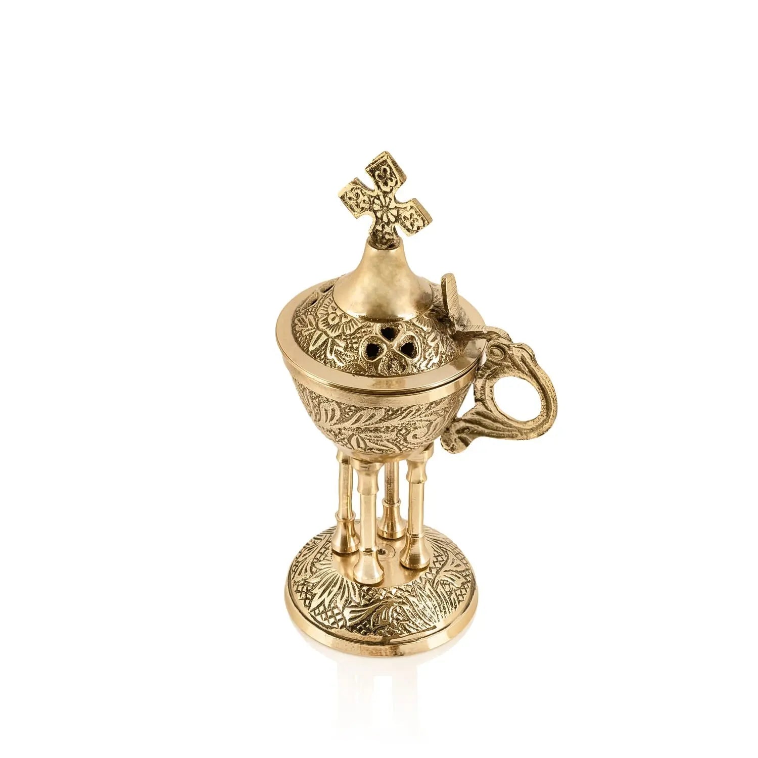 Brass Censer with Cross Finial