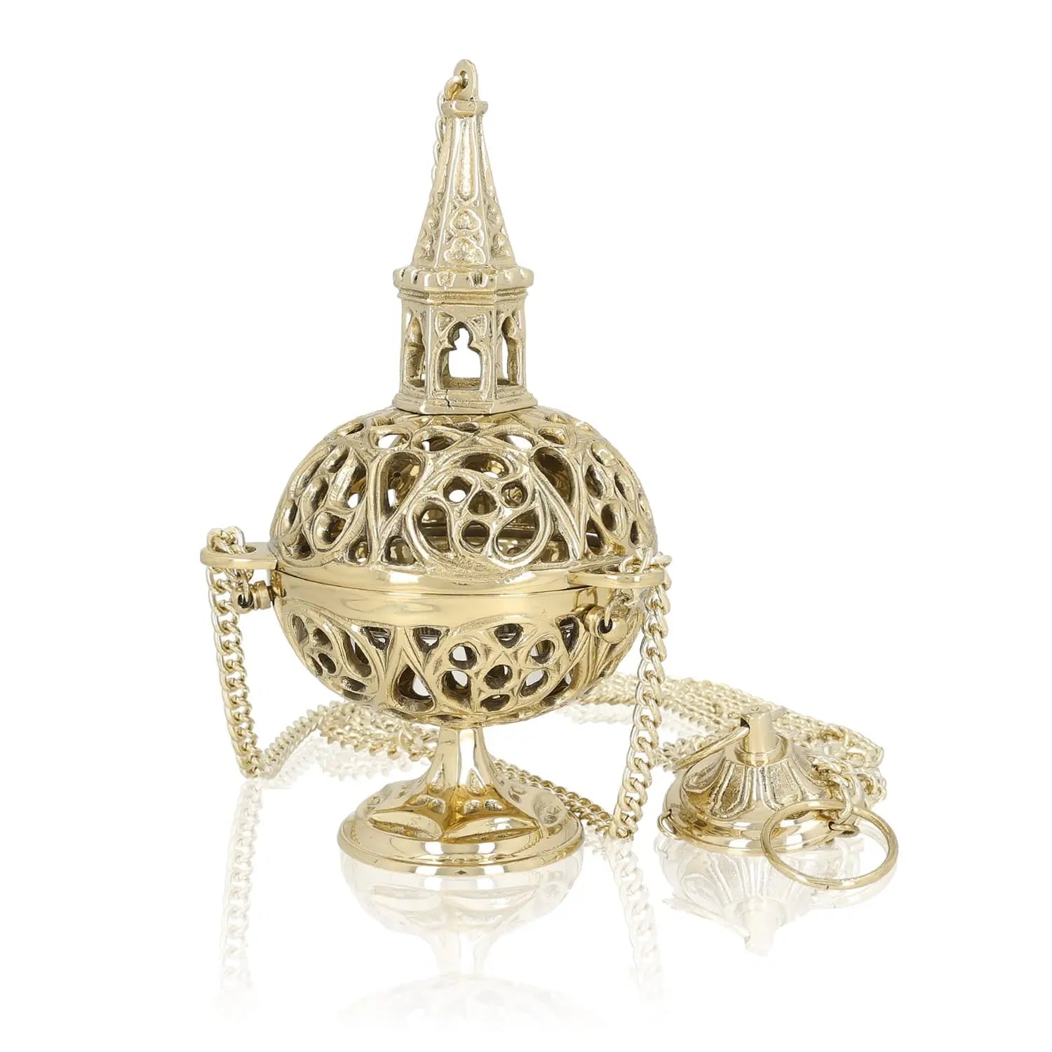 Brass Thurible with Openwork Tower Lid