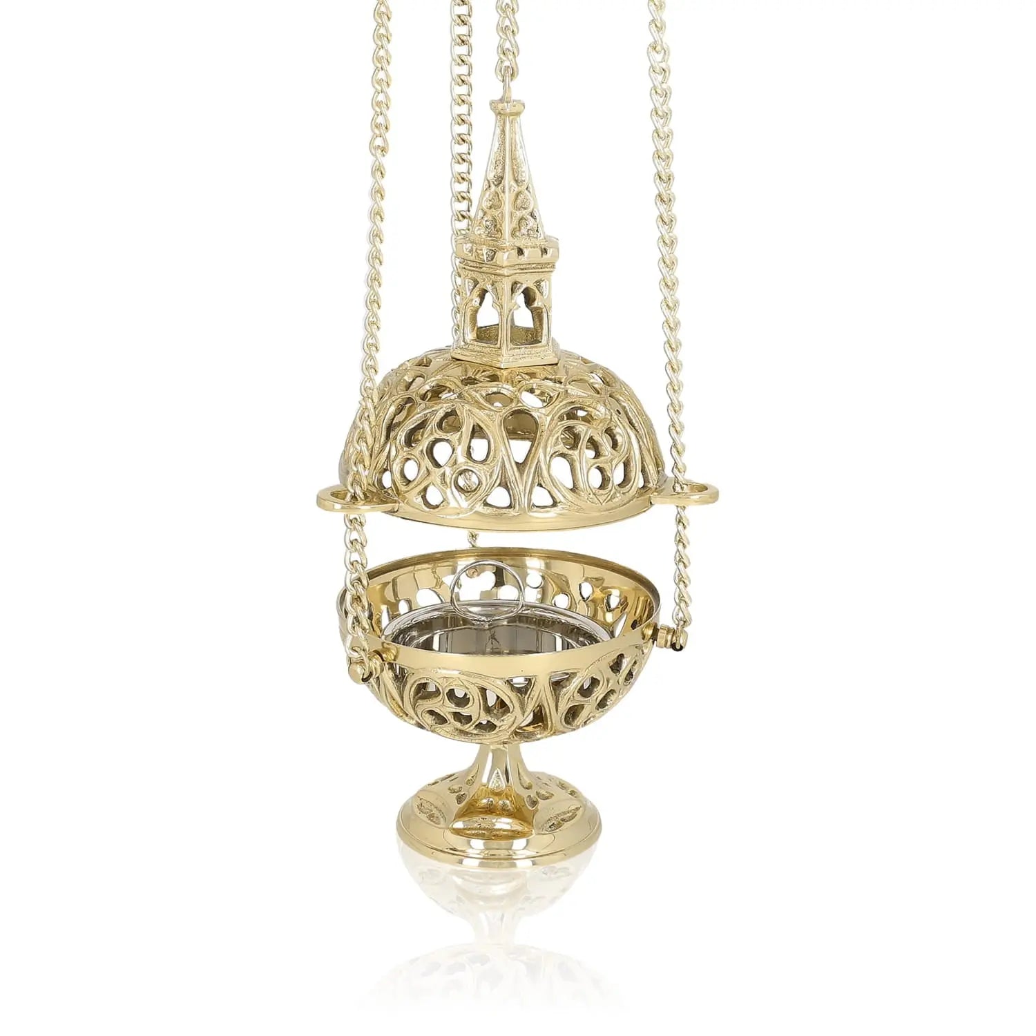 Brass Thurible with Openwork Tower Lid