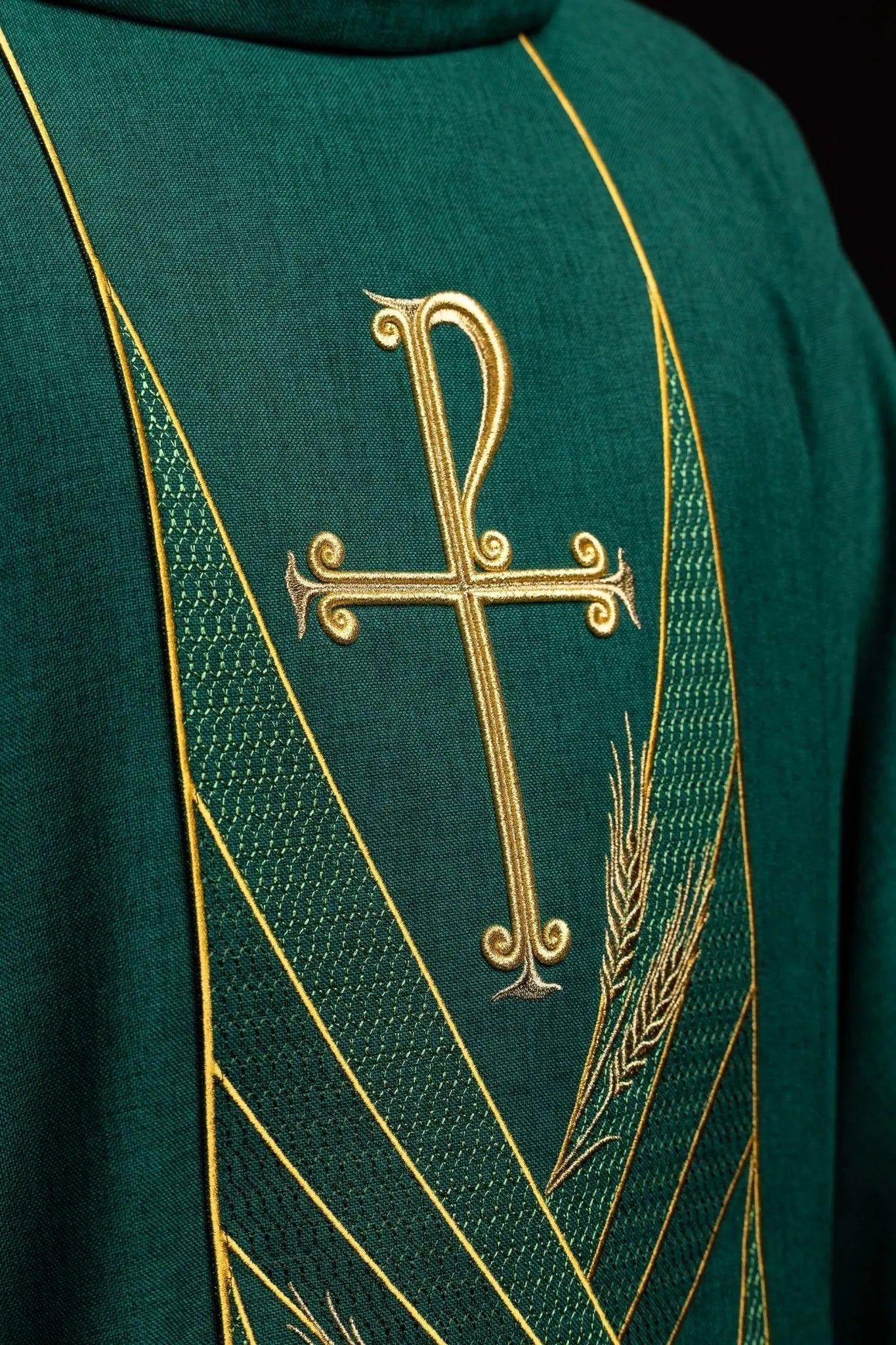 Green Chasuble with Embroidered PAX Band