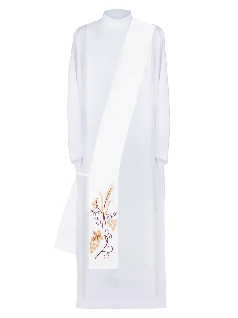 Diaconate stole with lower grape embroidery
