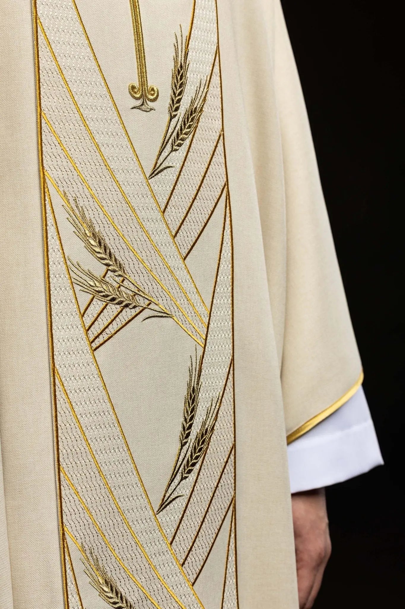 Ecru Chasuble with Embroidered PAX Band
