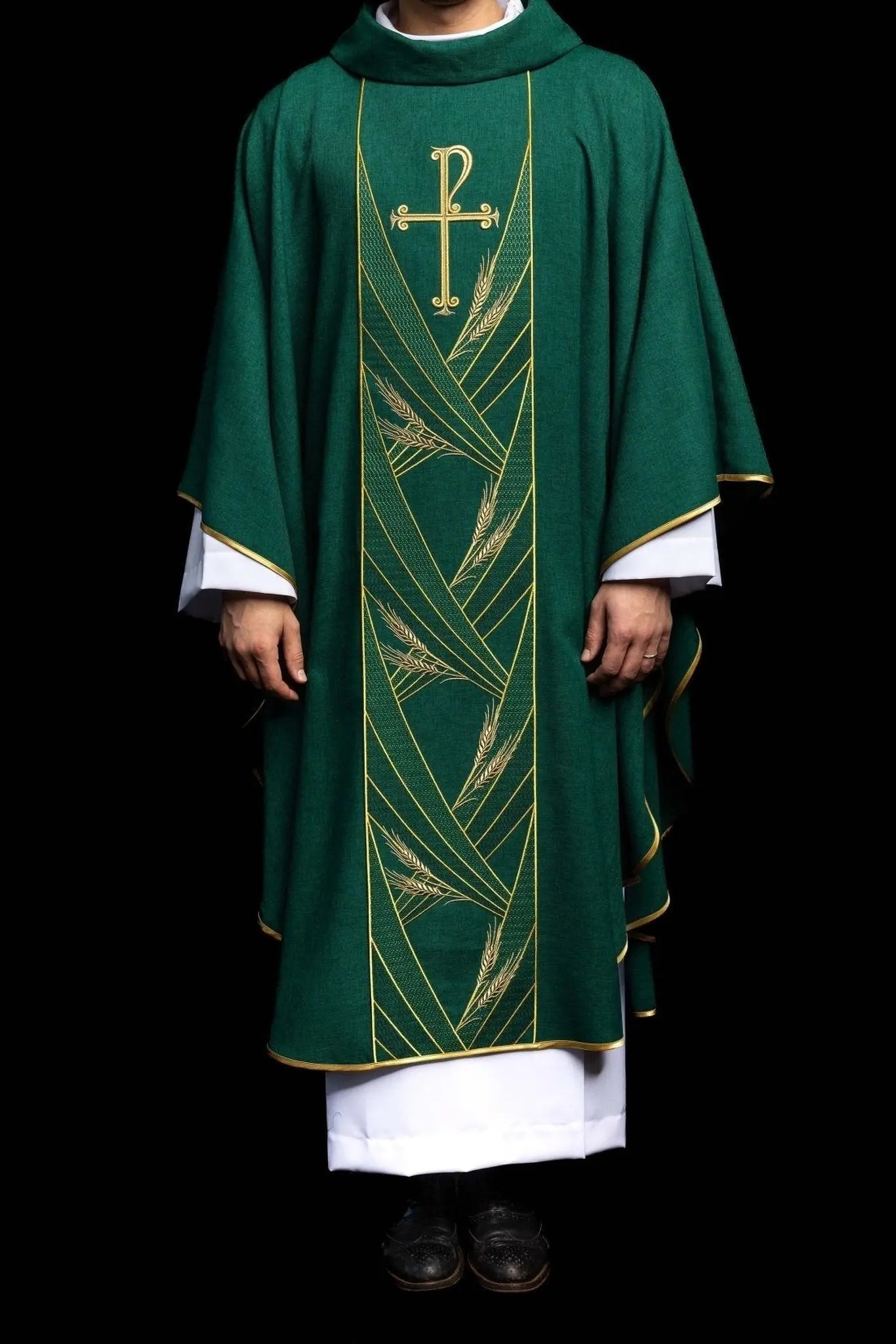 Green Chasuble with Embroidered PAX Band