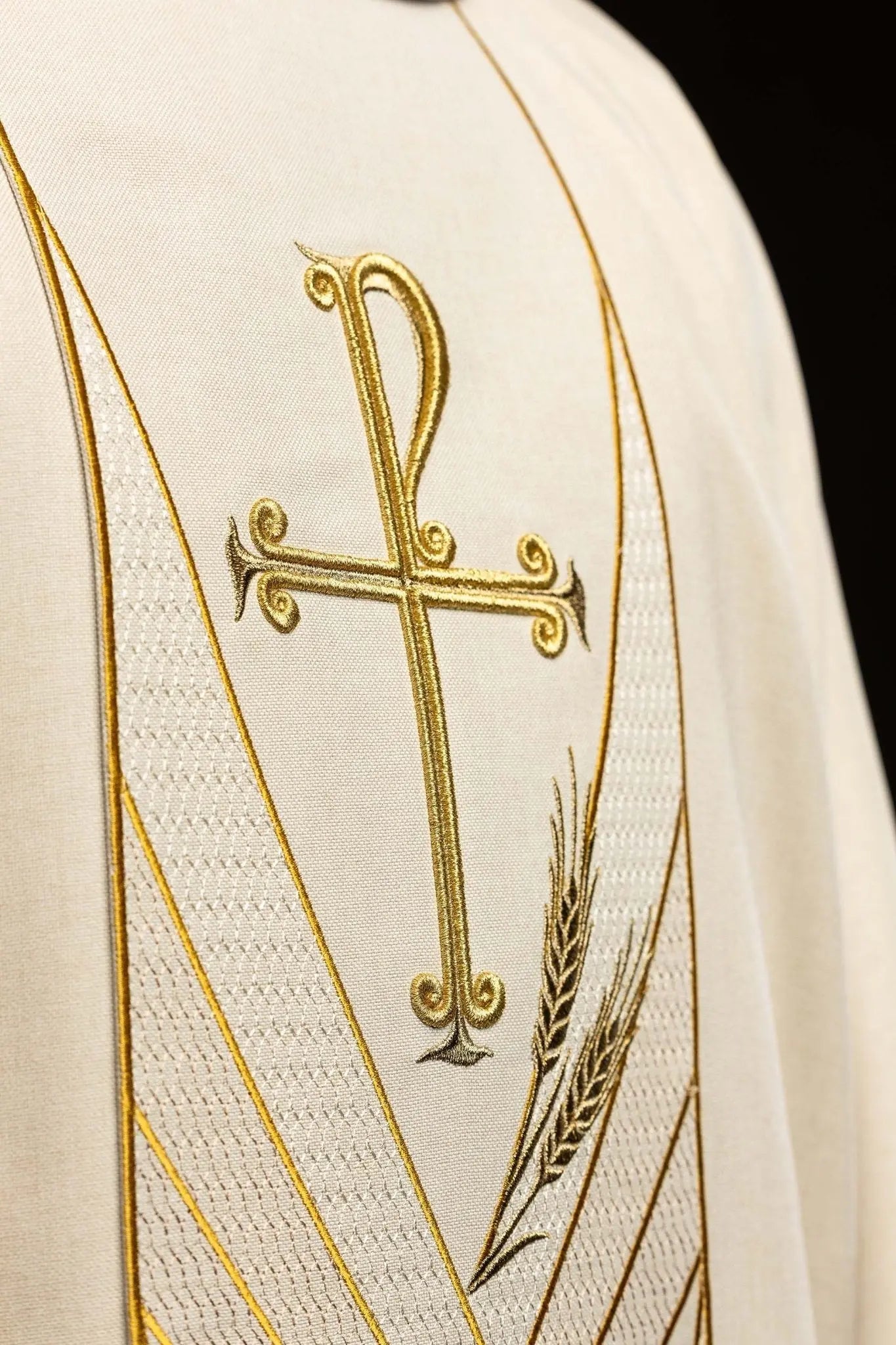 Ecru Chasuble with Embroidered PAX Band
