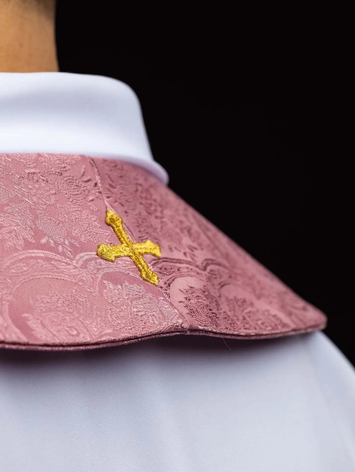 Rose Jacquard Stole with Embroidered Cross