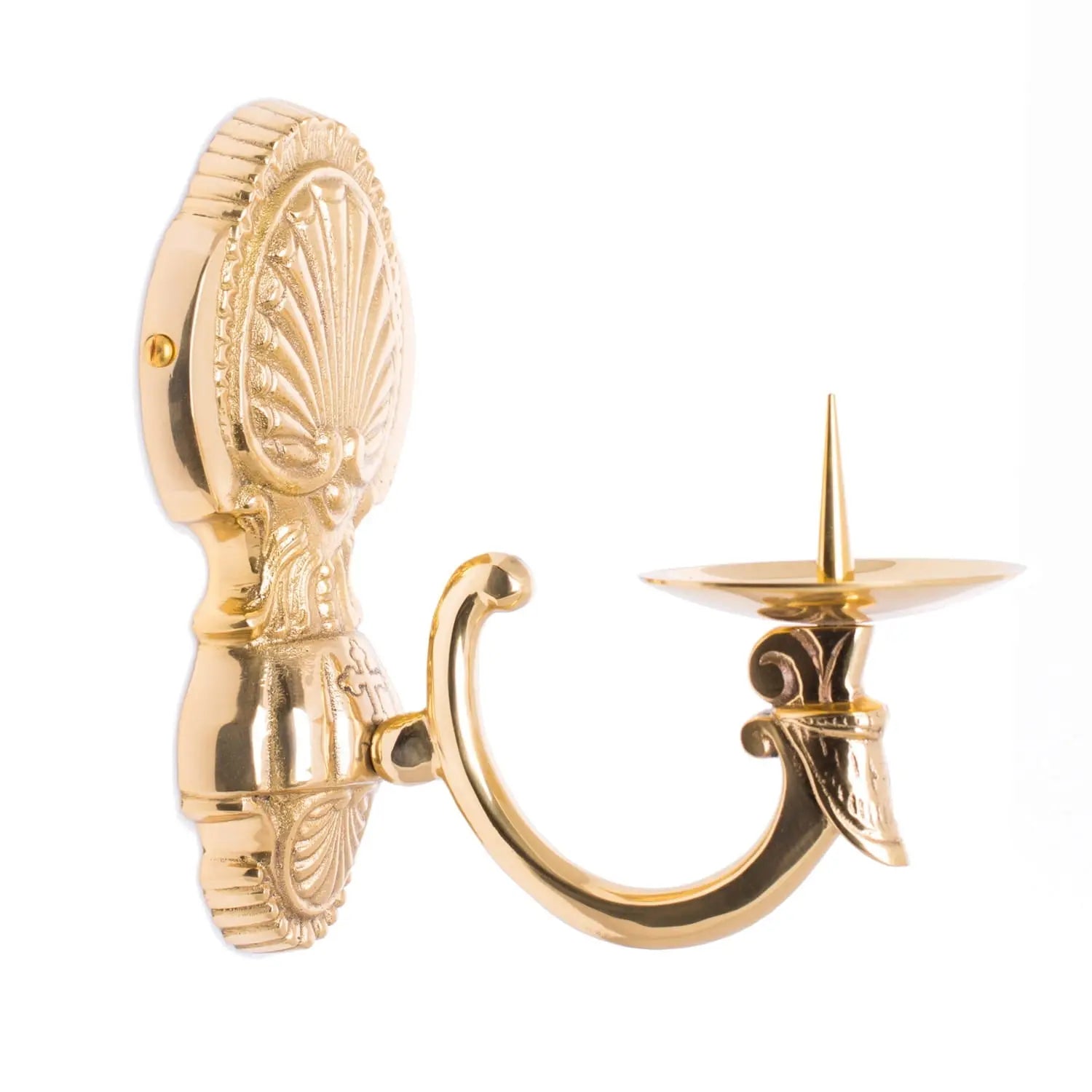Brass Wall-Mounted Zacheus Candlestick with Shell Motif