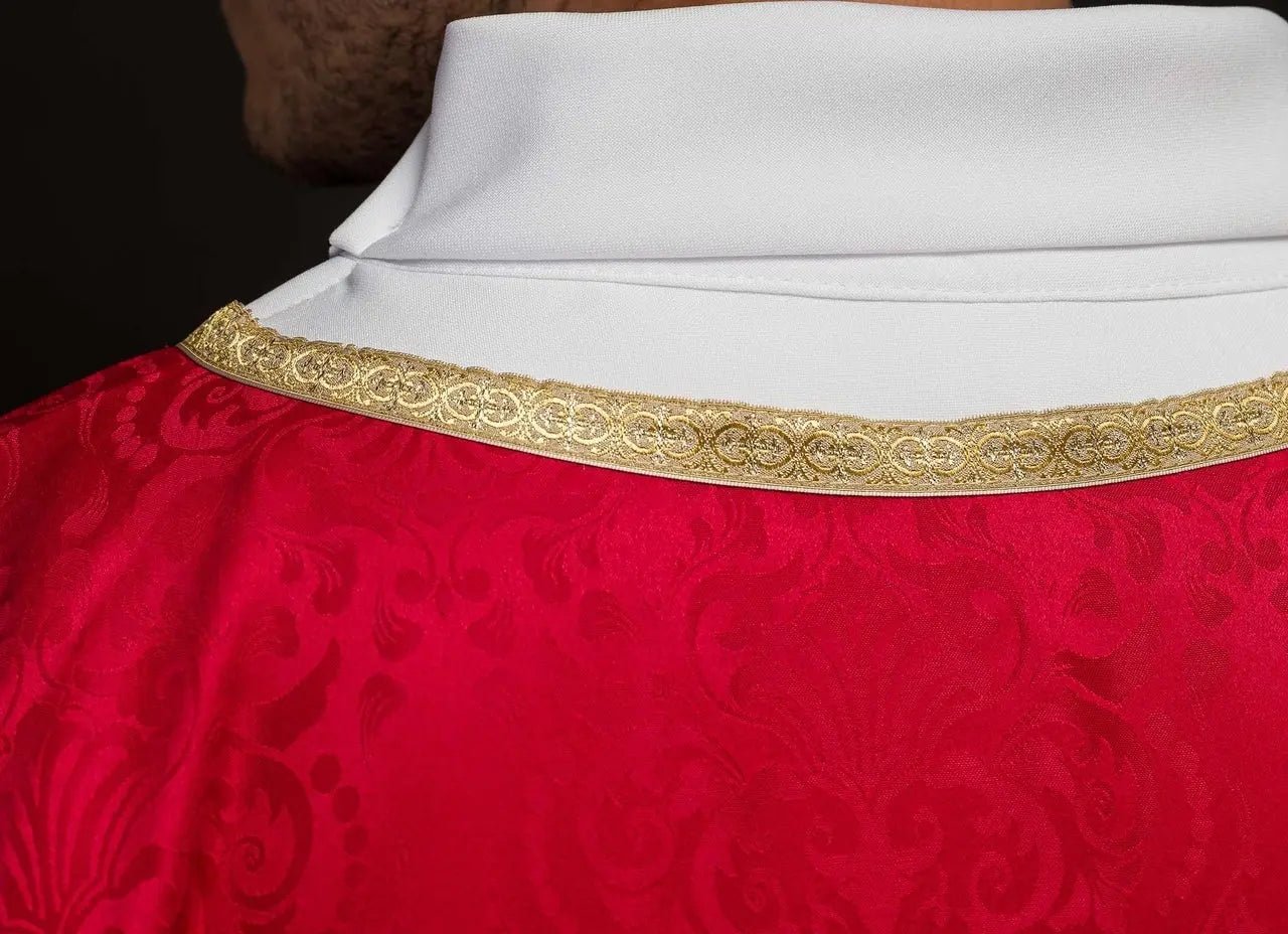 Embroidered liturgical chasuble with the Holy Spirit on jacquard fabric