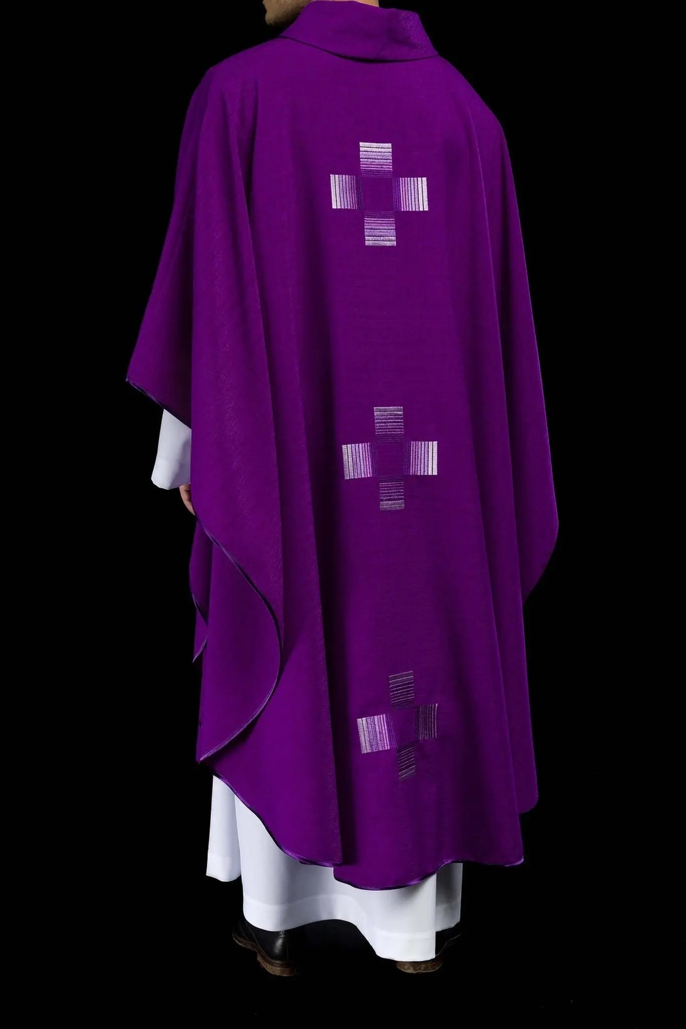 Purple chasuble with embroidered crosses