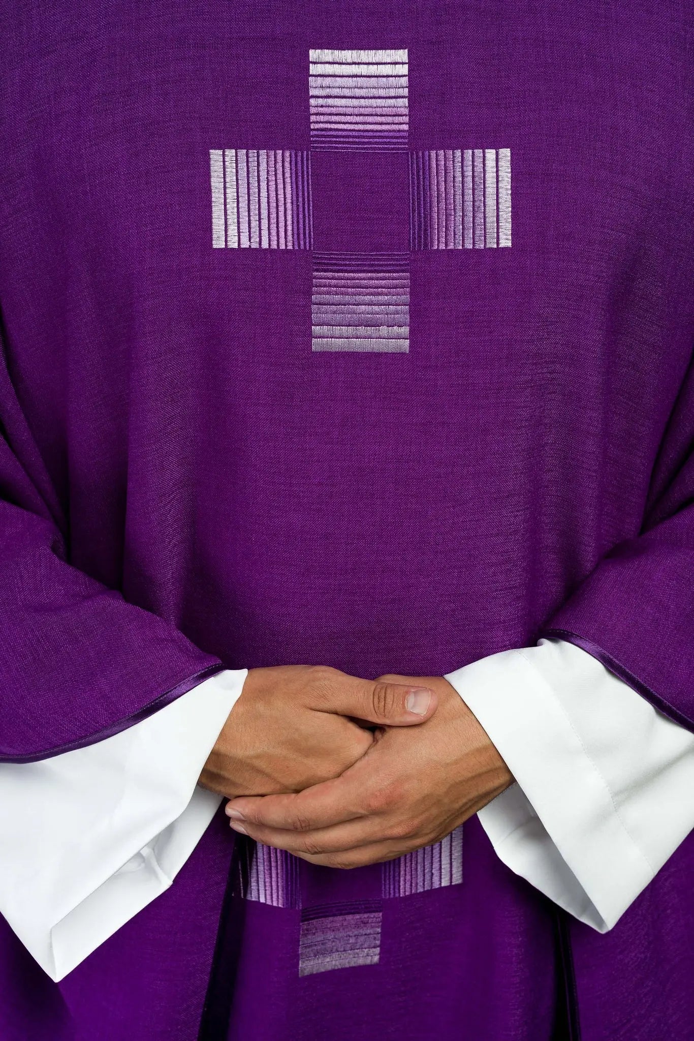 Purple chasuble with embroidered crosses