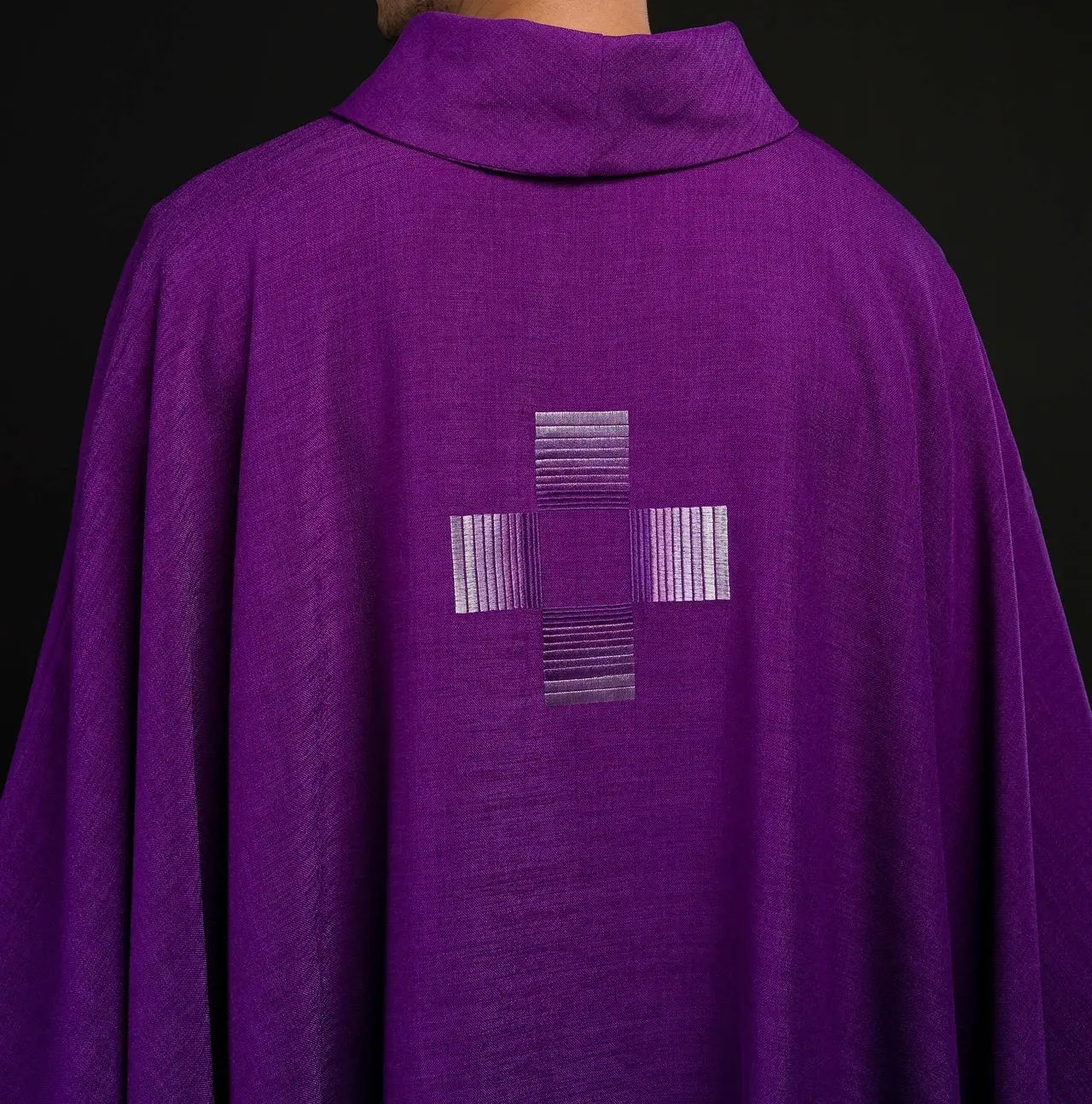Purple chasuble with embroidered crosses