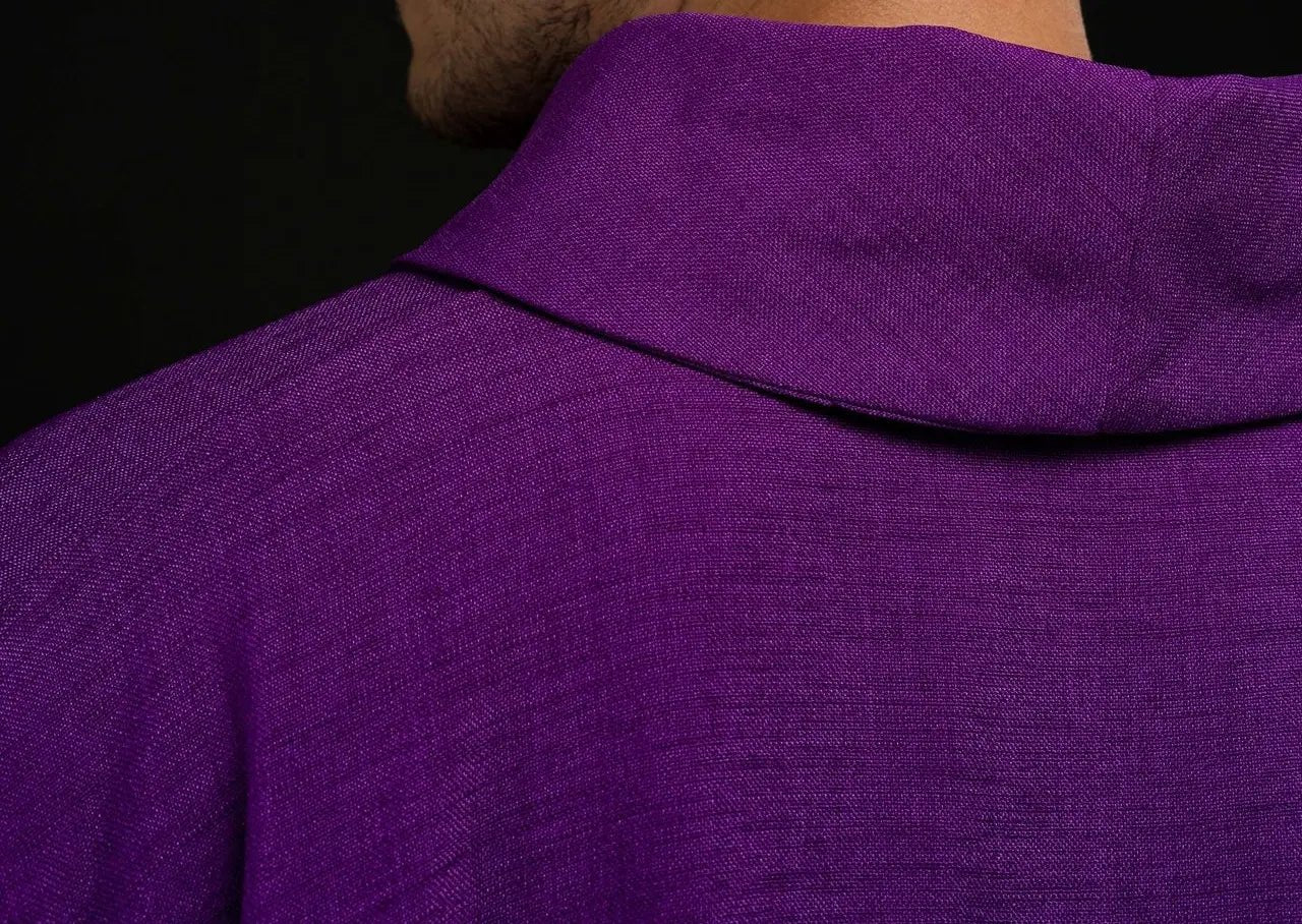 Purple chasuble with embroidered crosses