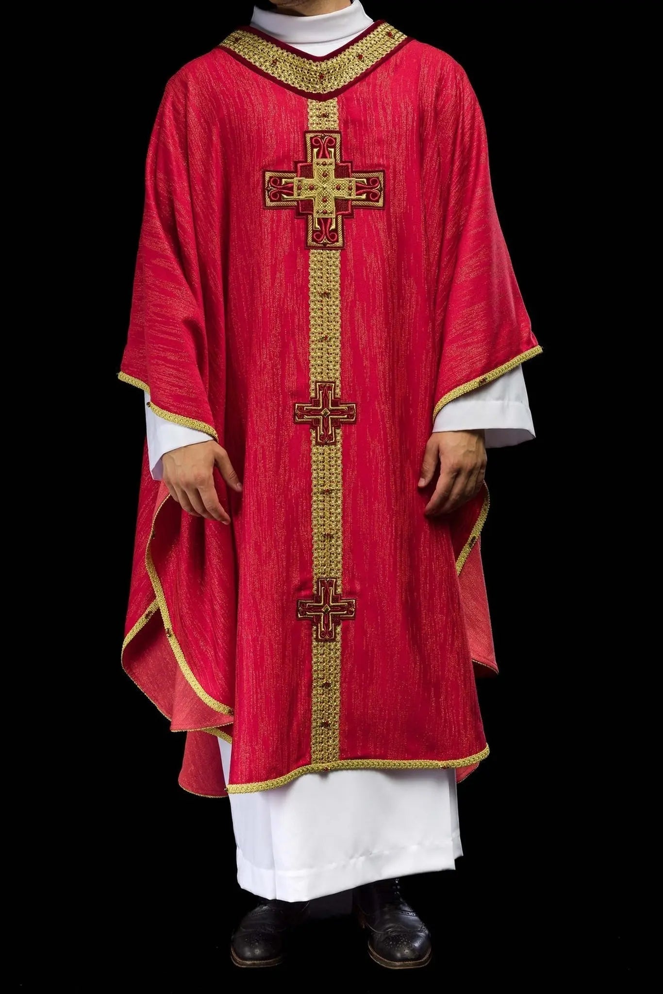 Handmade Chasuble with Natural Stones Handmade 7015 Red