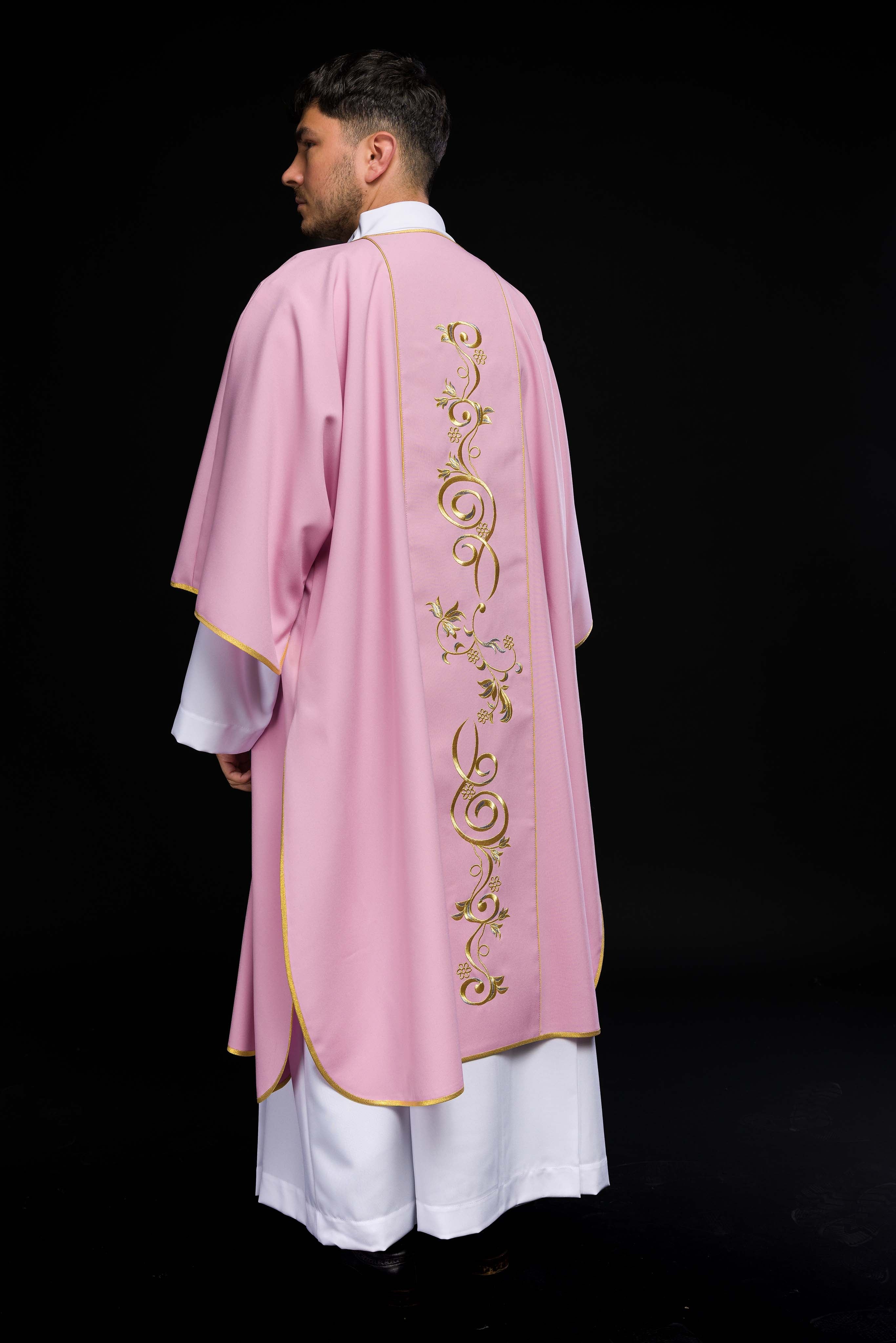 Pink Dalmatic with Embroidered IHS Band