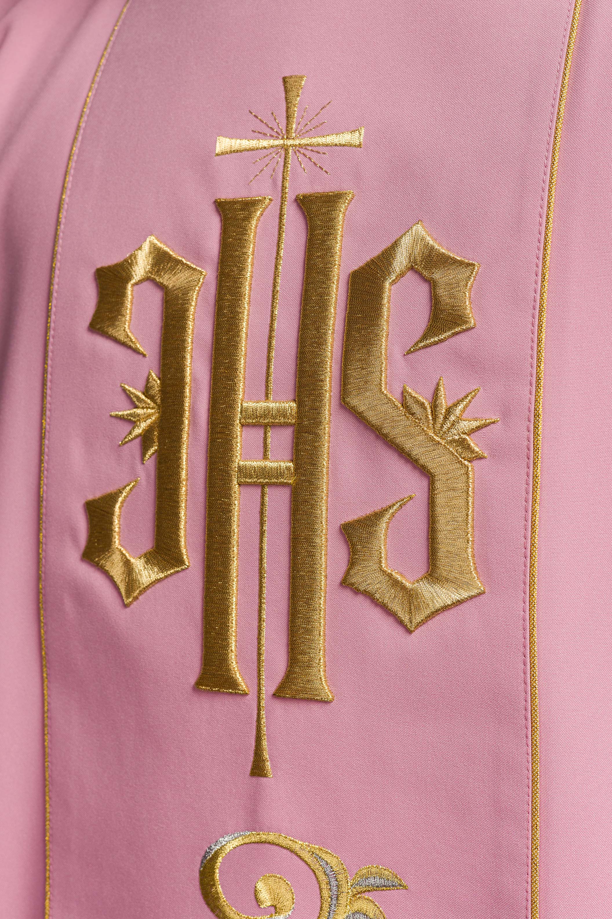Pink Dalmatic with Embroidered IHS Band