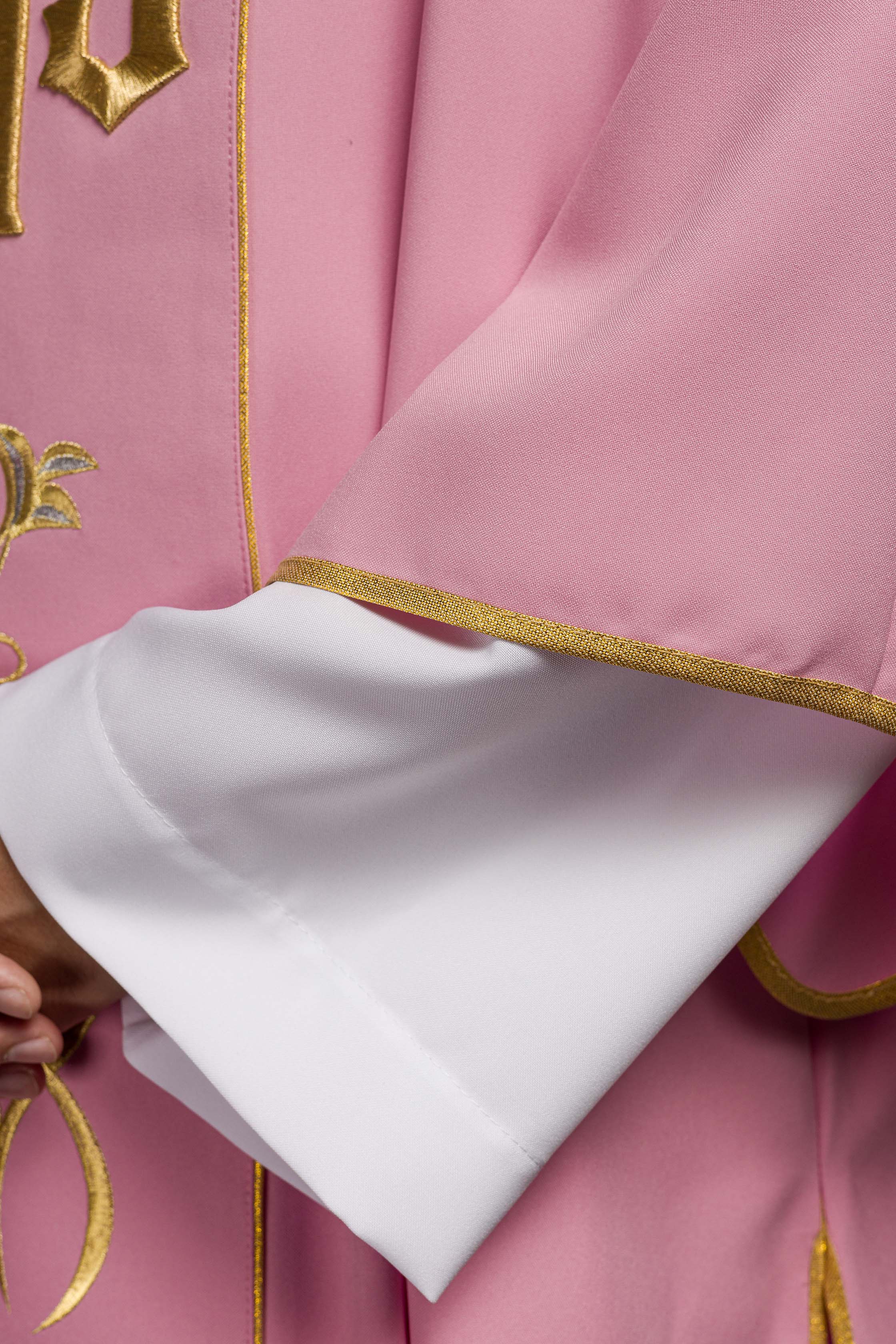 Pink Dalmatic with Embroidered IHS Band