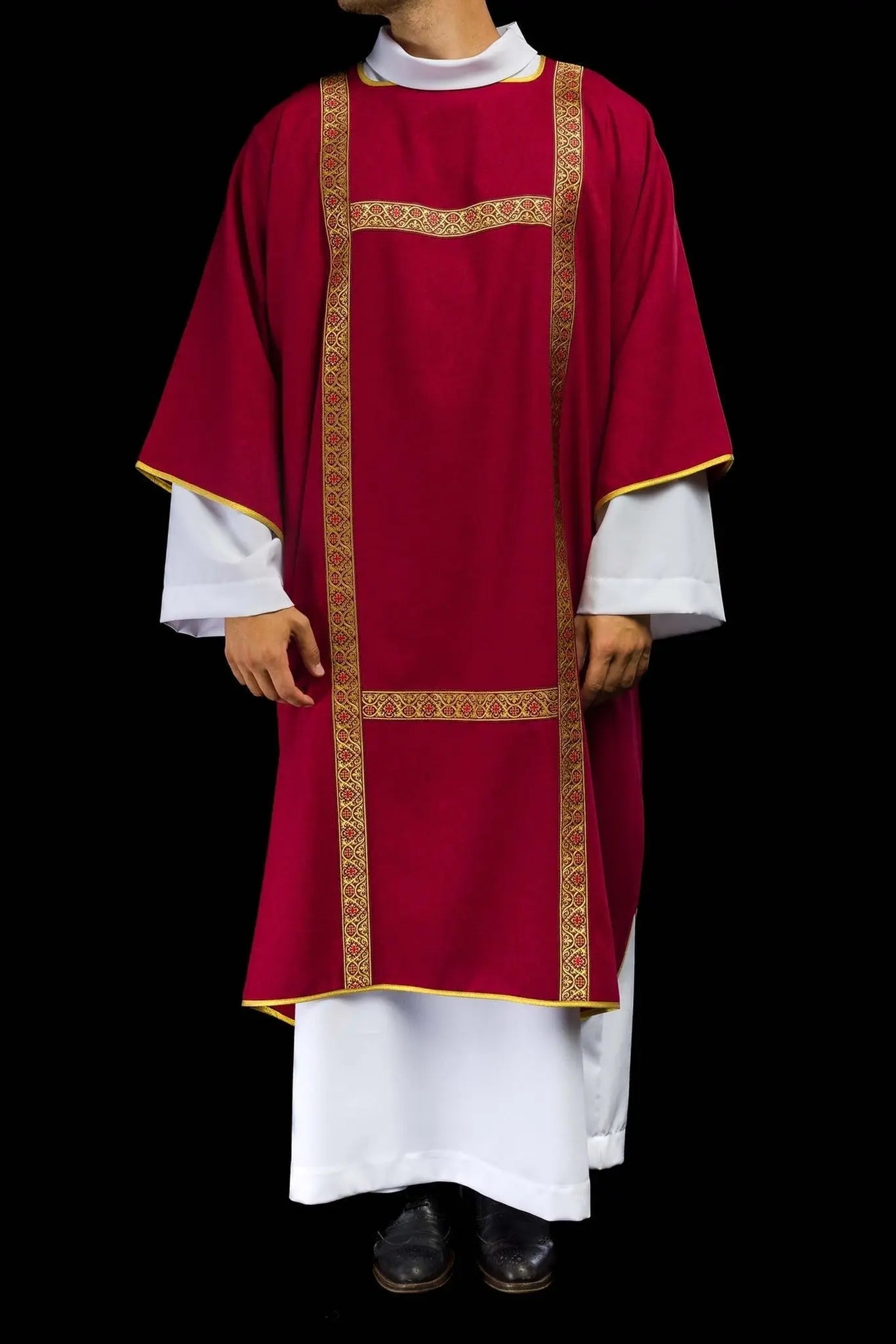 Red Dalmatic Decorated with Gold Jacquard Ribbons