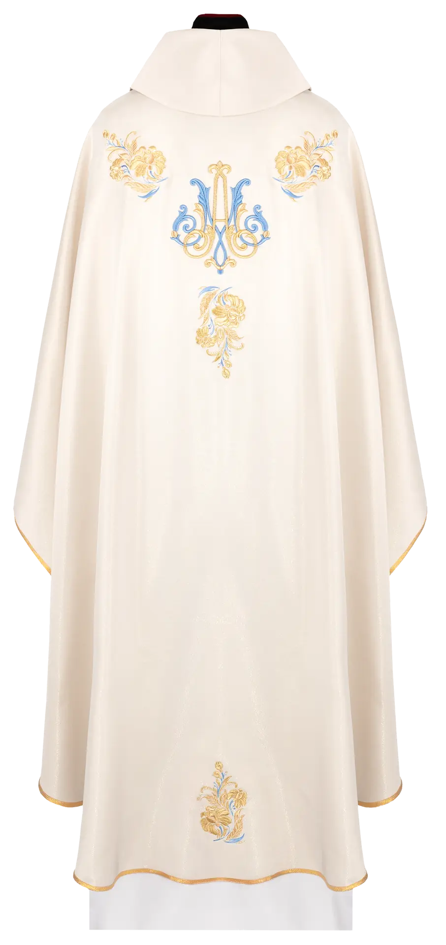 Embroidered chasuble with a Marian motif in ecru