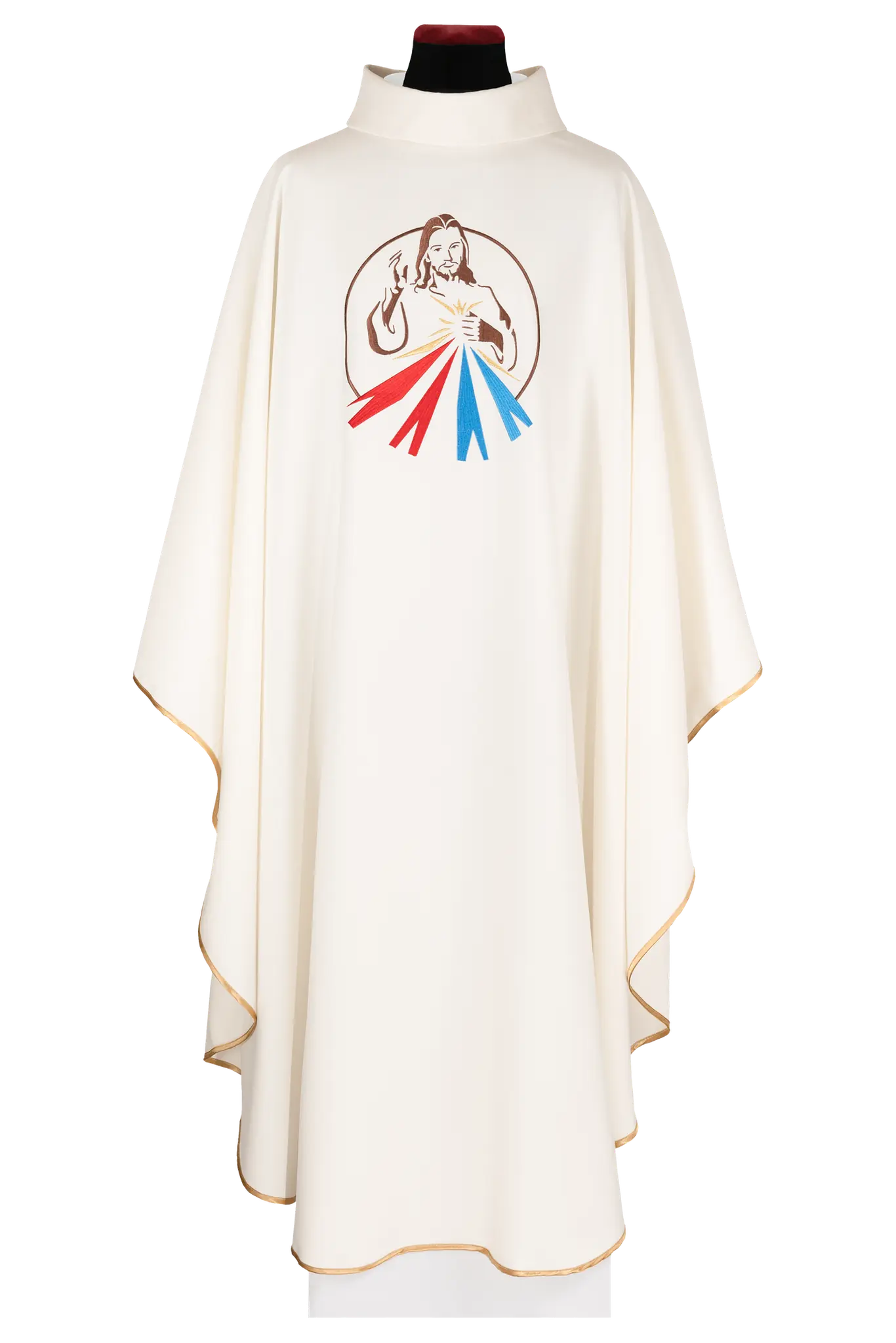 Ecru chasuble with an image of Divine Mercy of Jesus