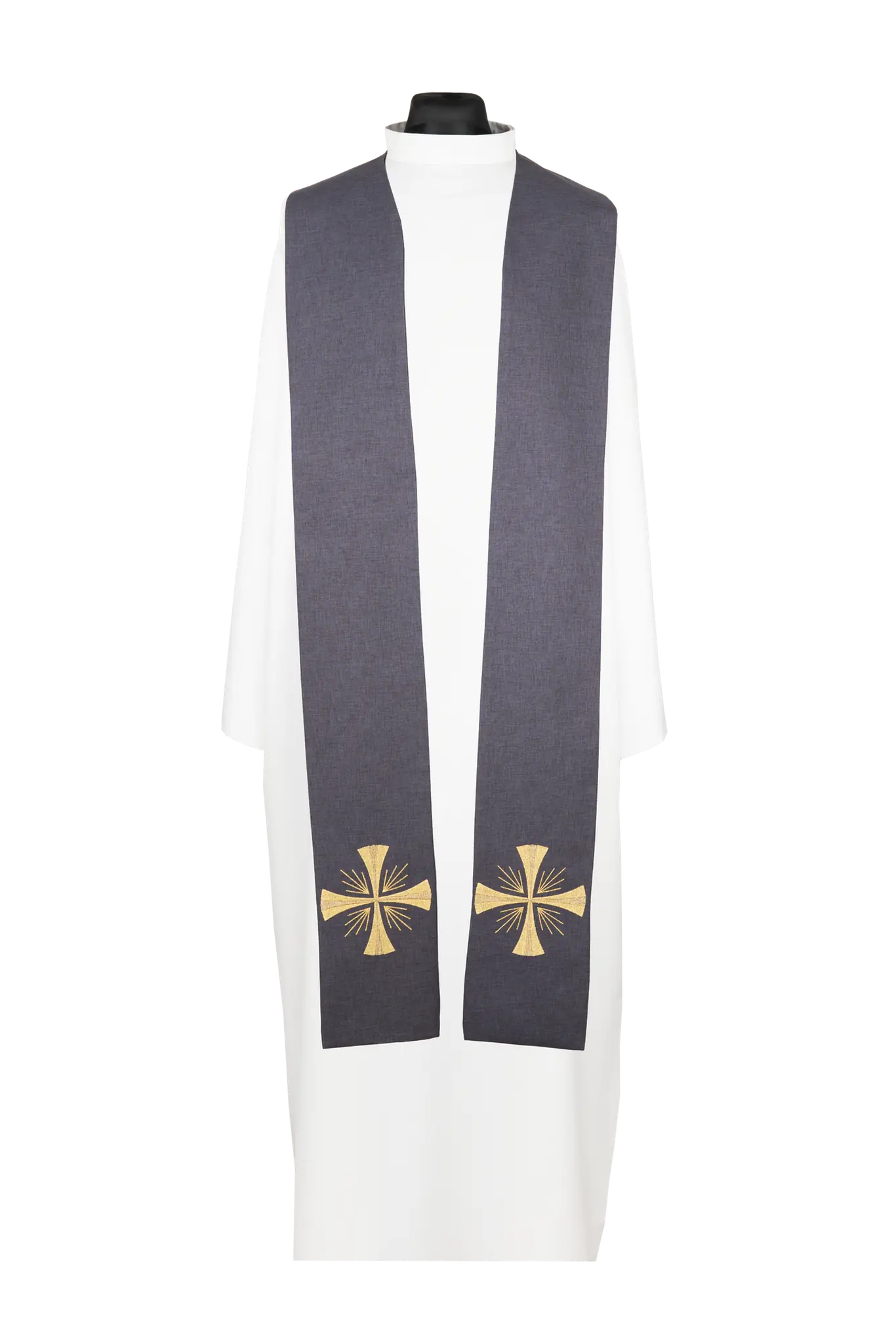 Embroidered priest stole with cross purple