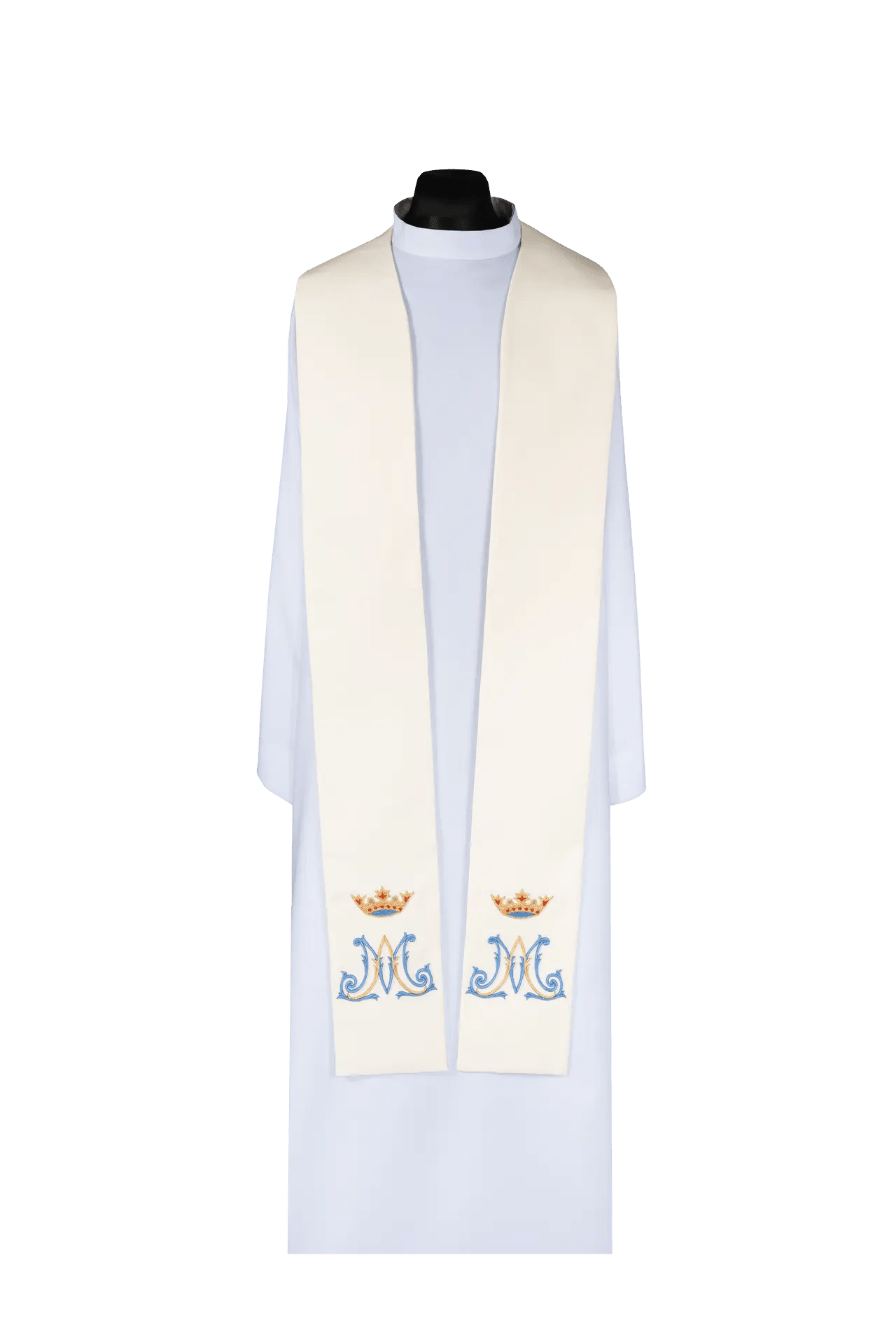 Embroidered Marian stole ecru