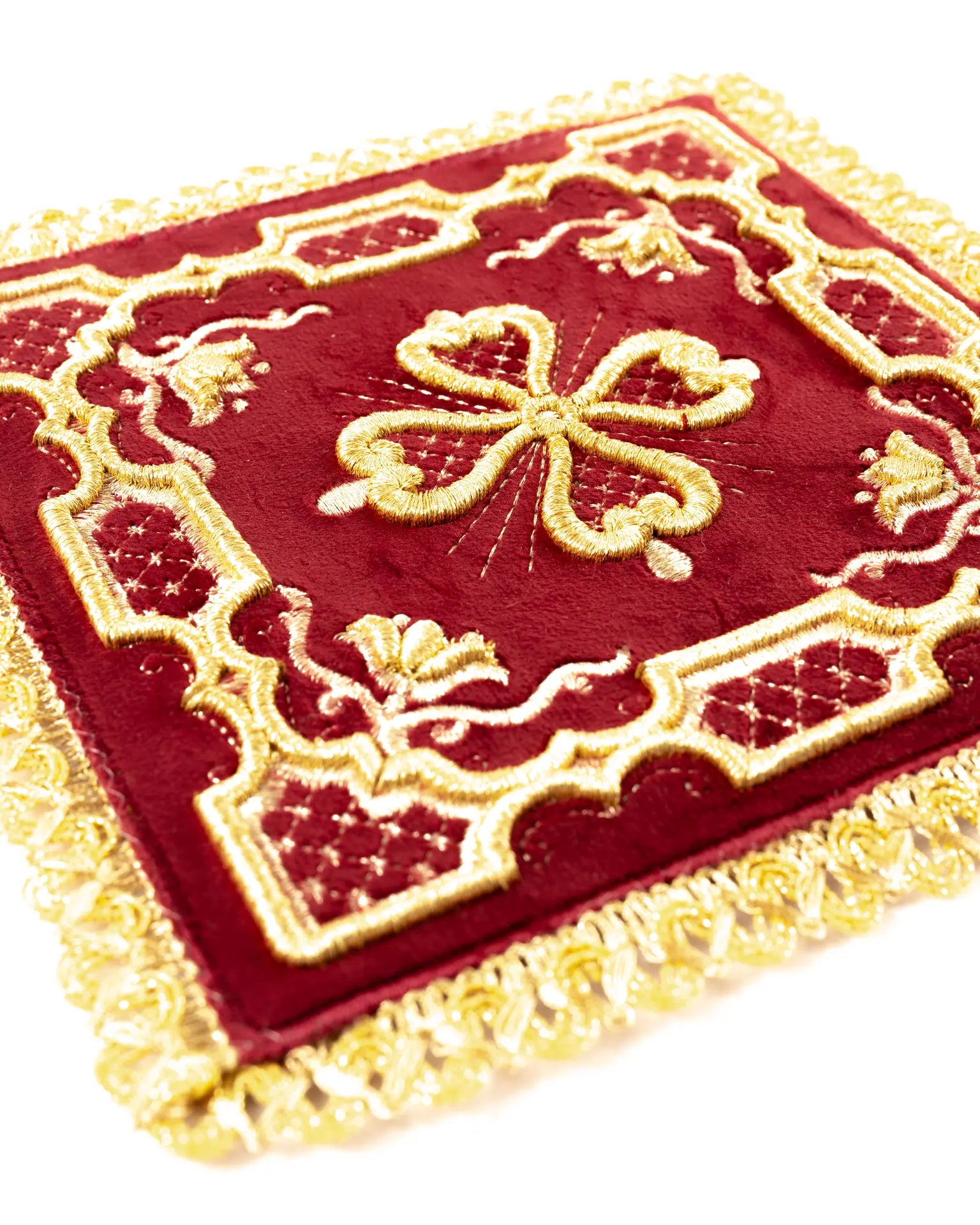 Embroidered chalice linens set red velvet