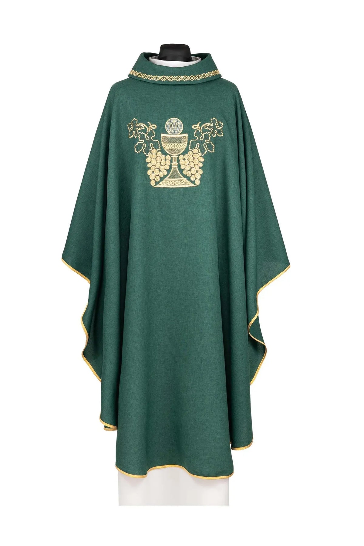 Embroidered chasuble – Green Chalice and Grapes