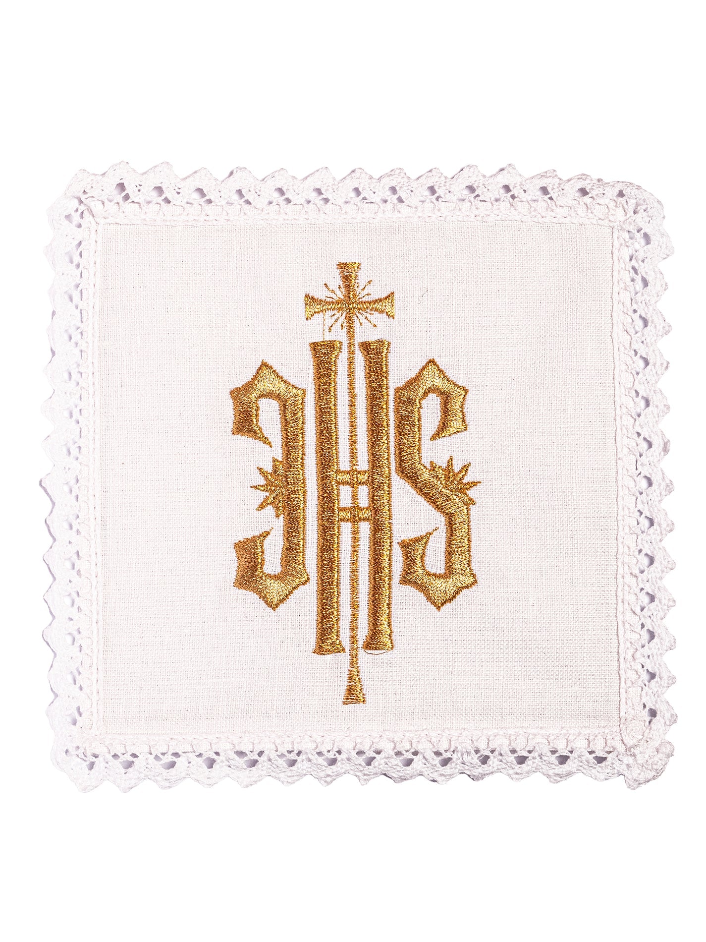 Linen chalice linen embroidered with IHS design