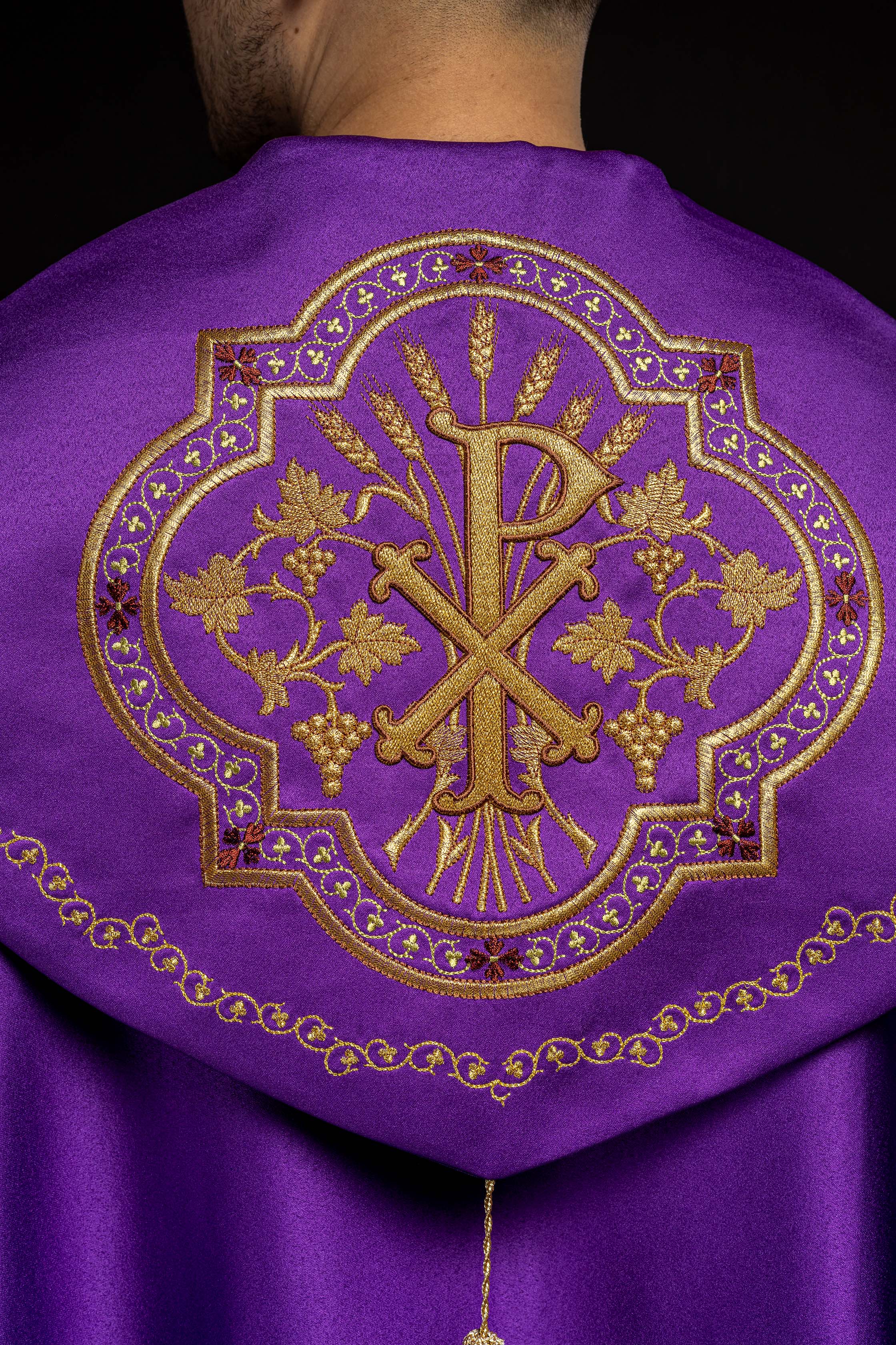 Eucharistic cape monogram PX in purple