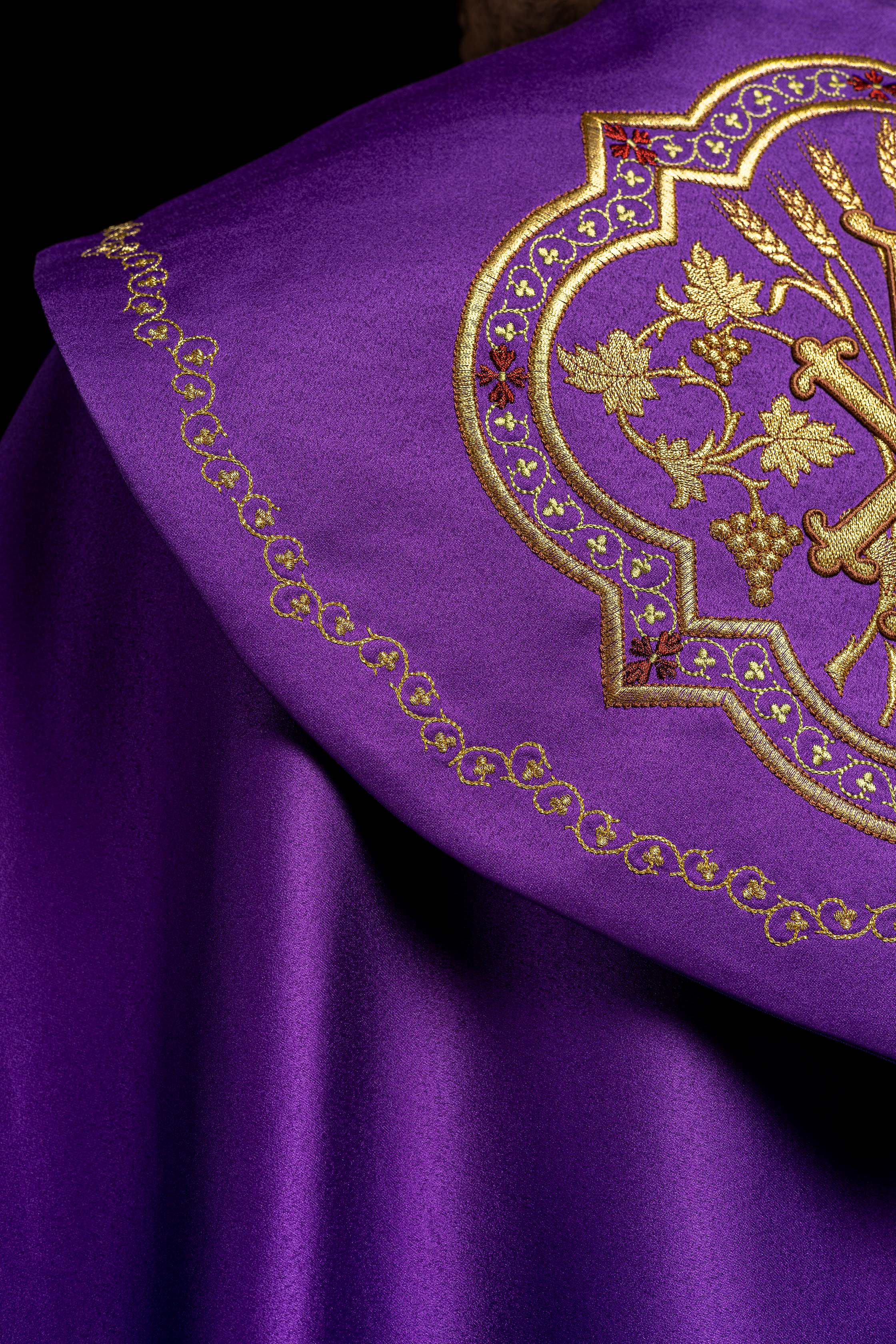Eucharistic cape monogram PX in purple