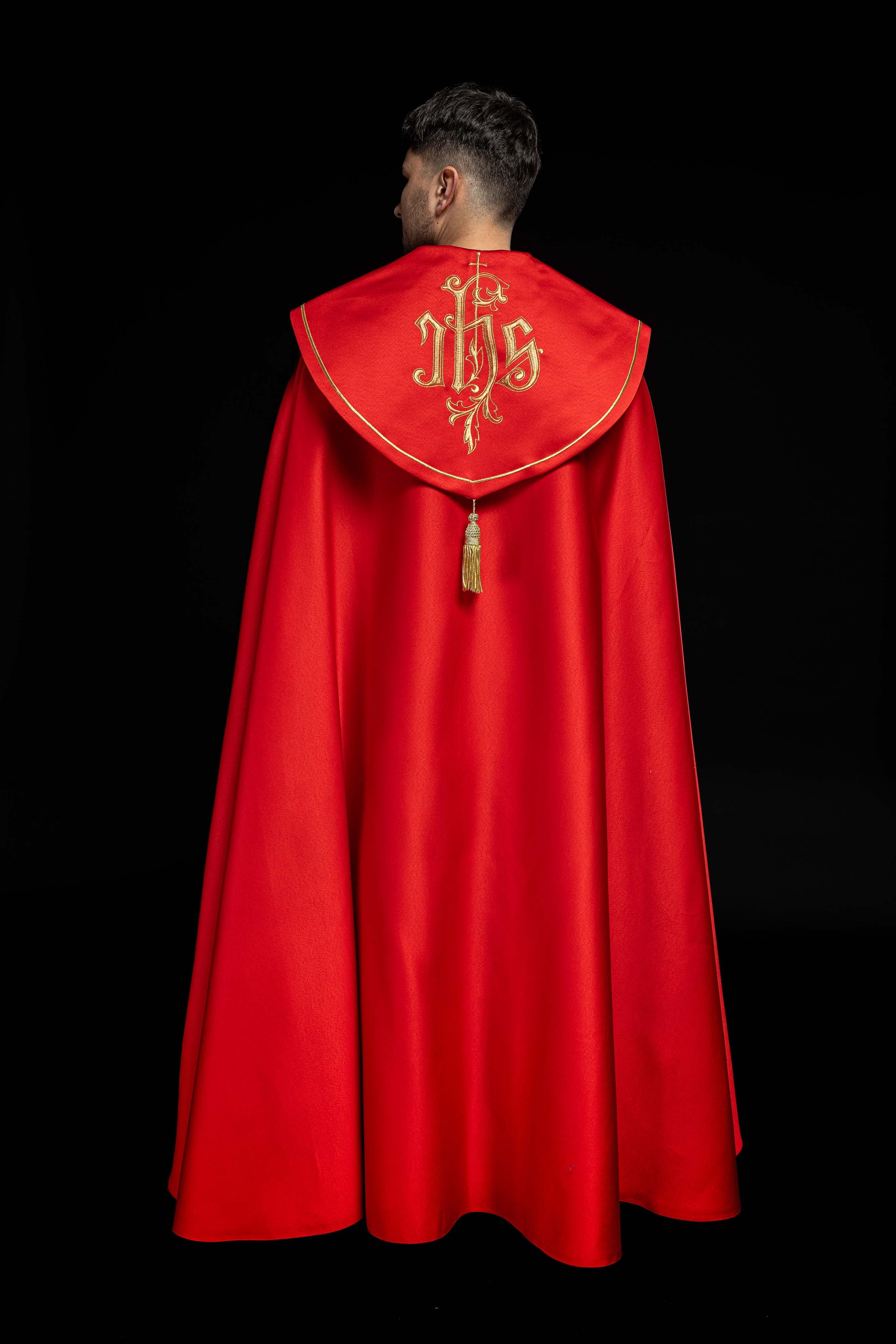 Kapa eucharystyczna monogram IHS Czerwona - ORNATY.PL