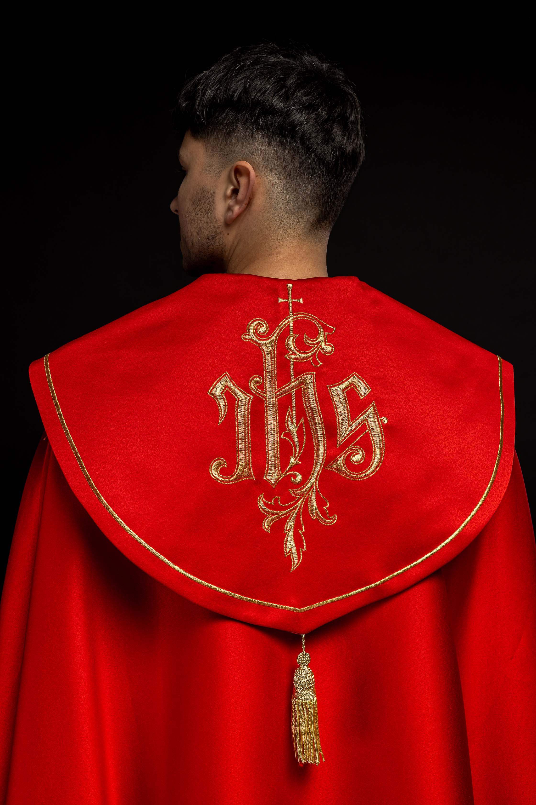 Kapa eucharystyczna monogram IHS Czerwona - ORNATY.PL