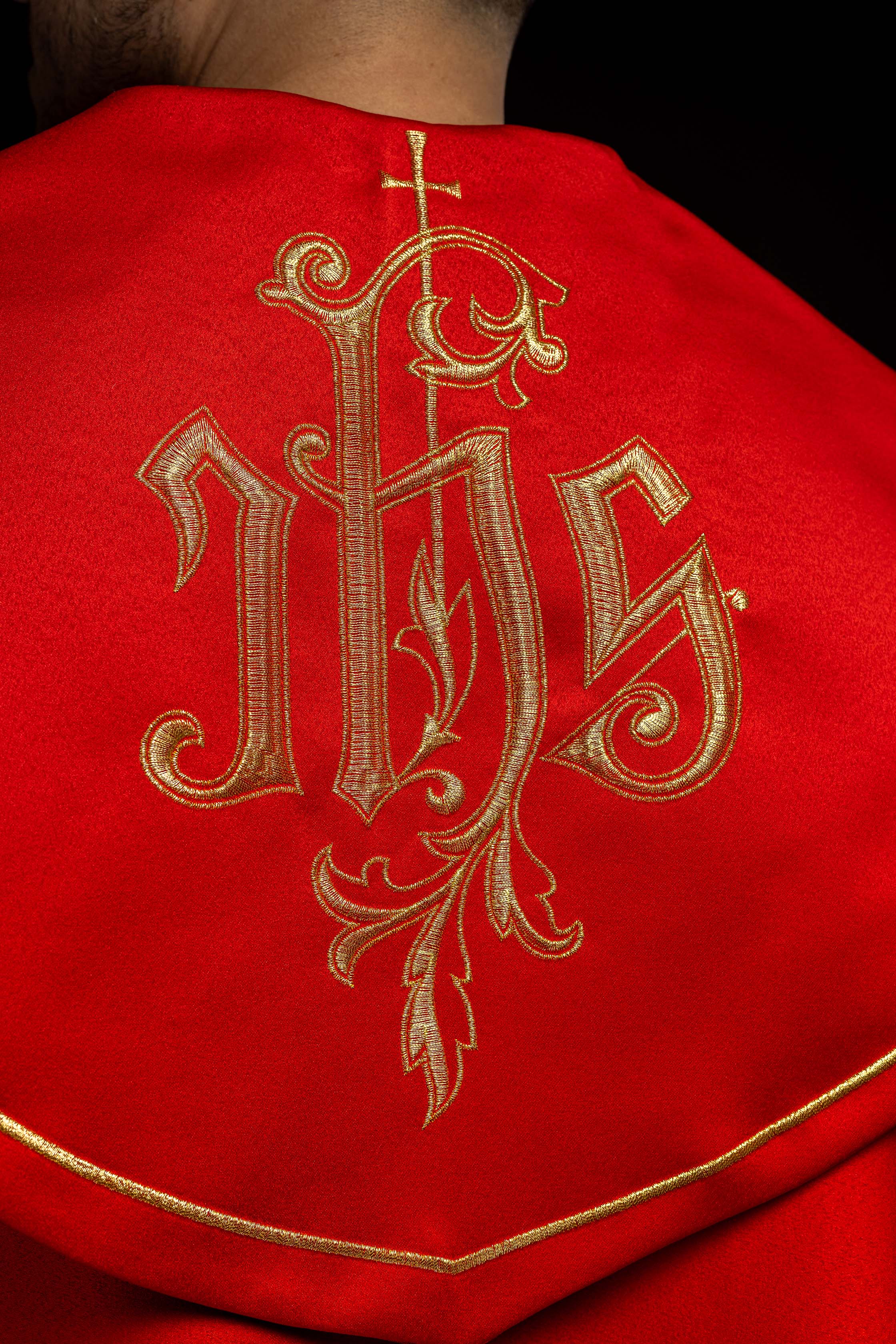 Kapa eucharystyczna monogram IHS Czerwona - ORNATY.PL