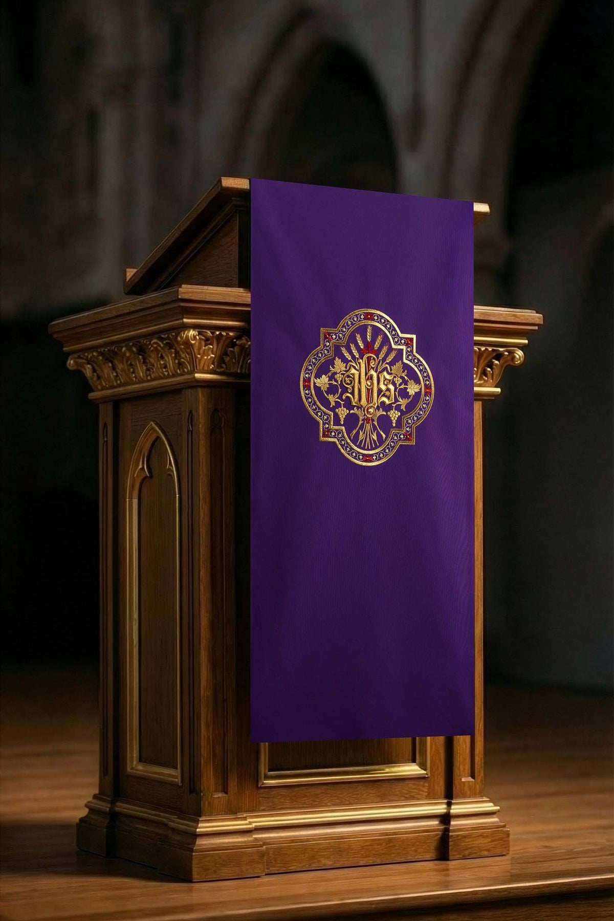 Pano de ambão Roxo com bordado IHS