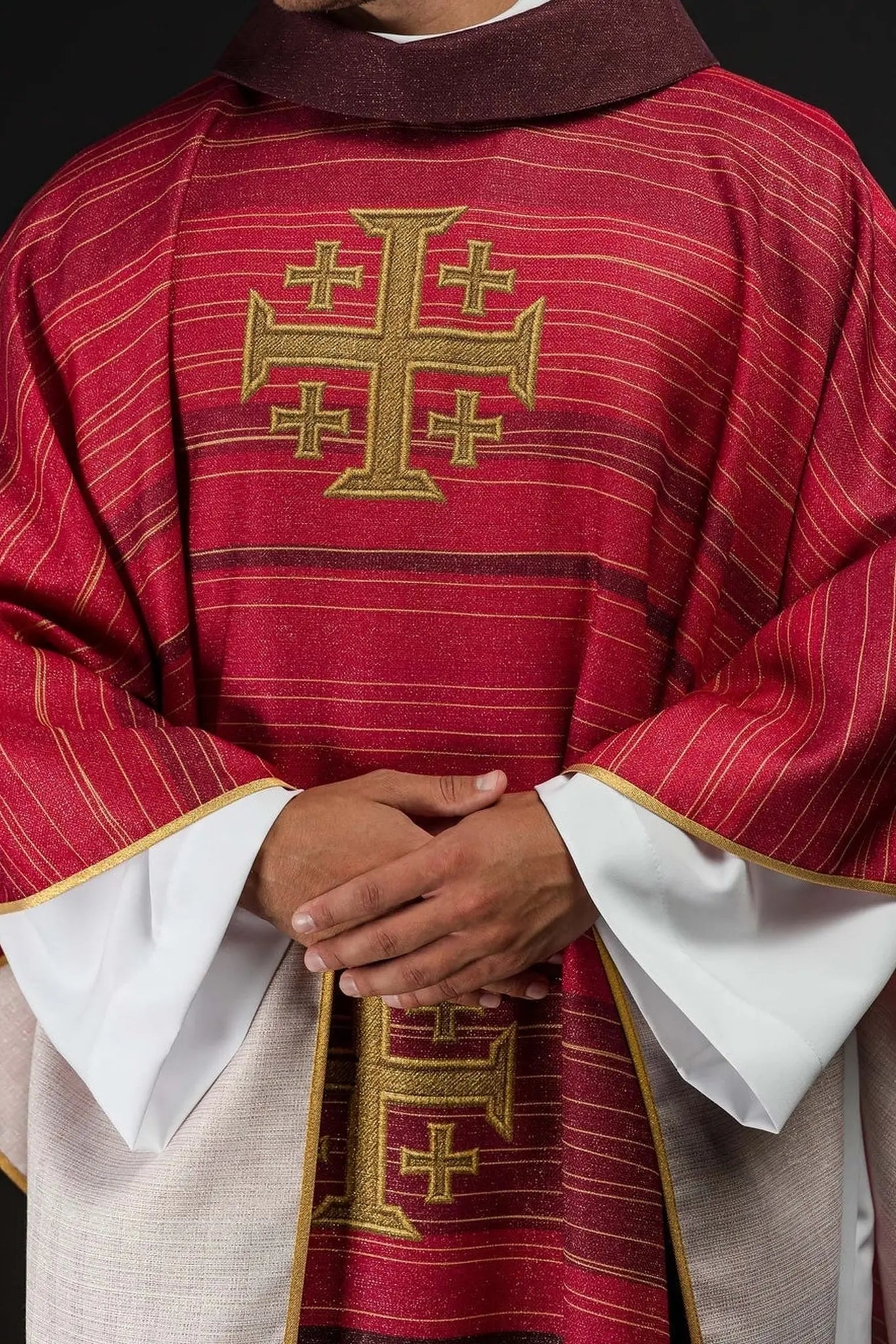Printed Chasuble with Jerusalem Cross Red