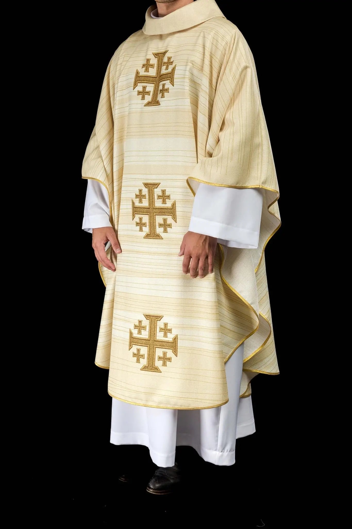 Printed Chasuble with Jerusalem Cross Ecru