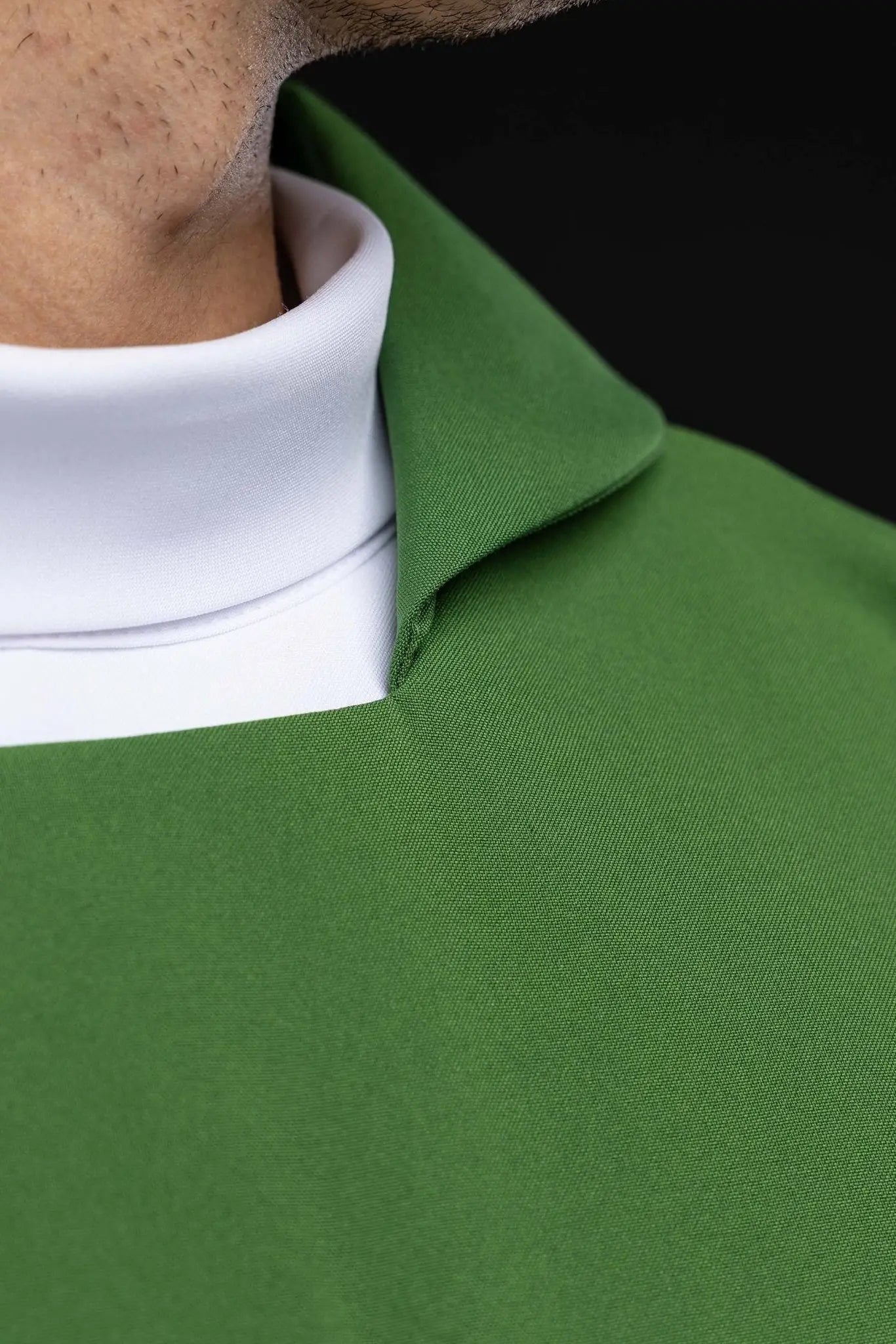Green Embroidered Chasuble with Ornamental Cross and Wide Collar