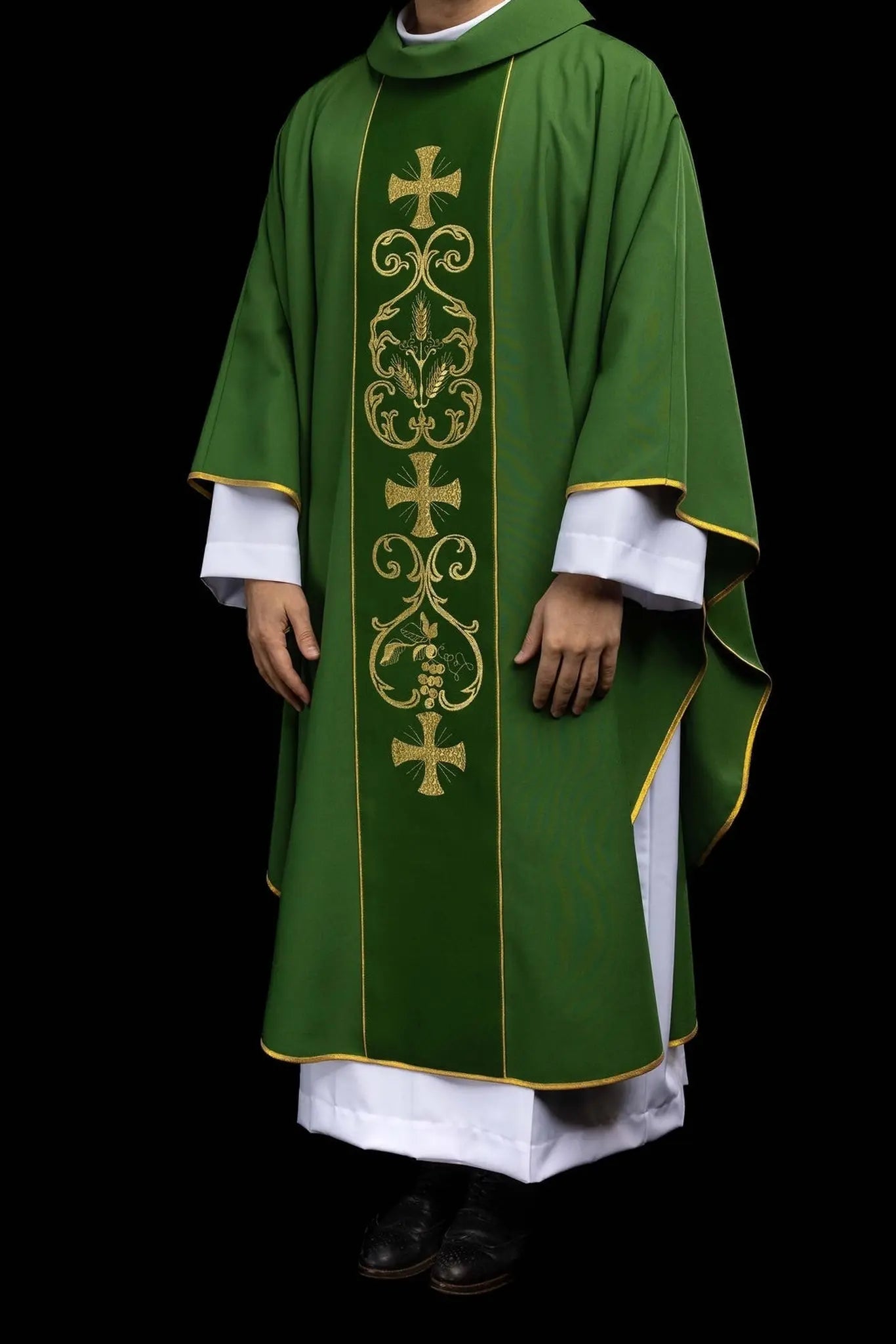 Green Chasuble with Embroidered Eucharistic Orphrey