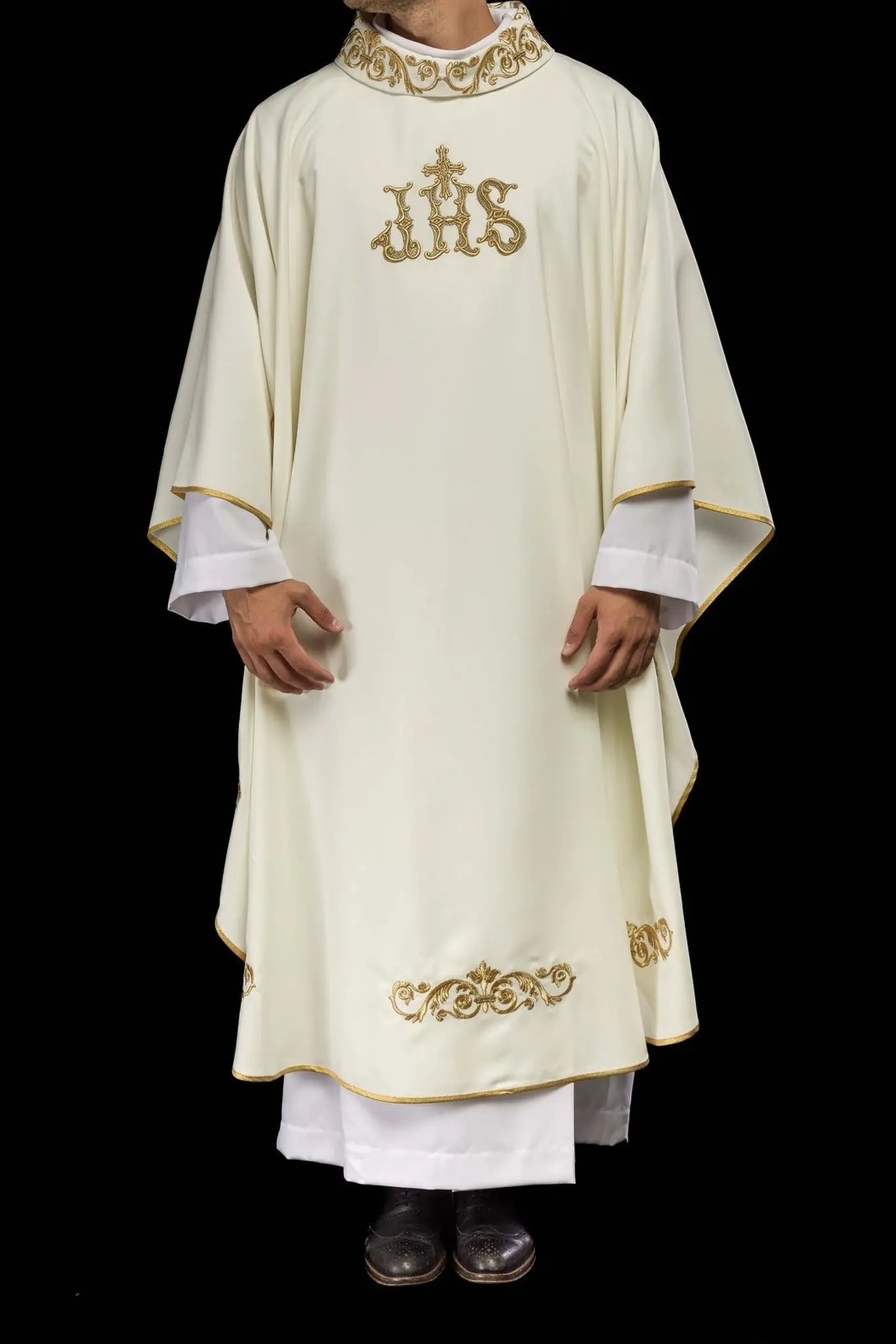 Chasuble with decorated trim and IHS motif