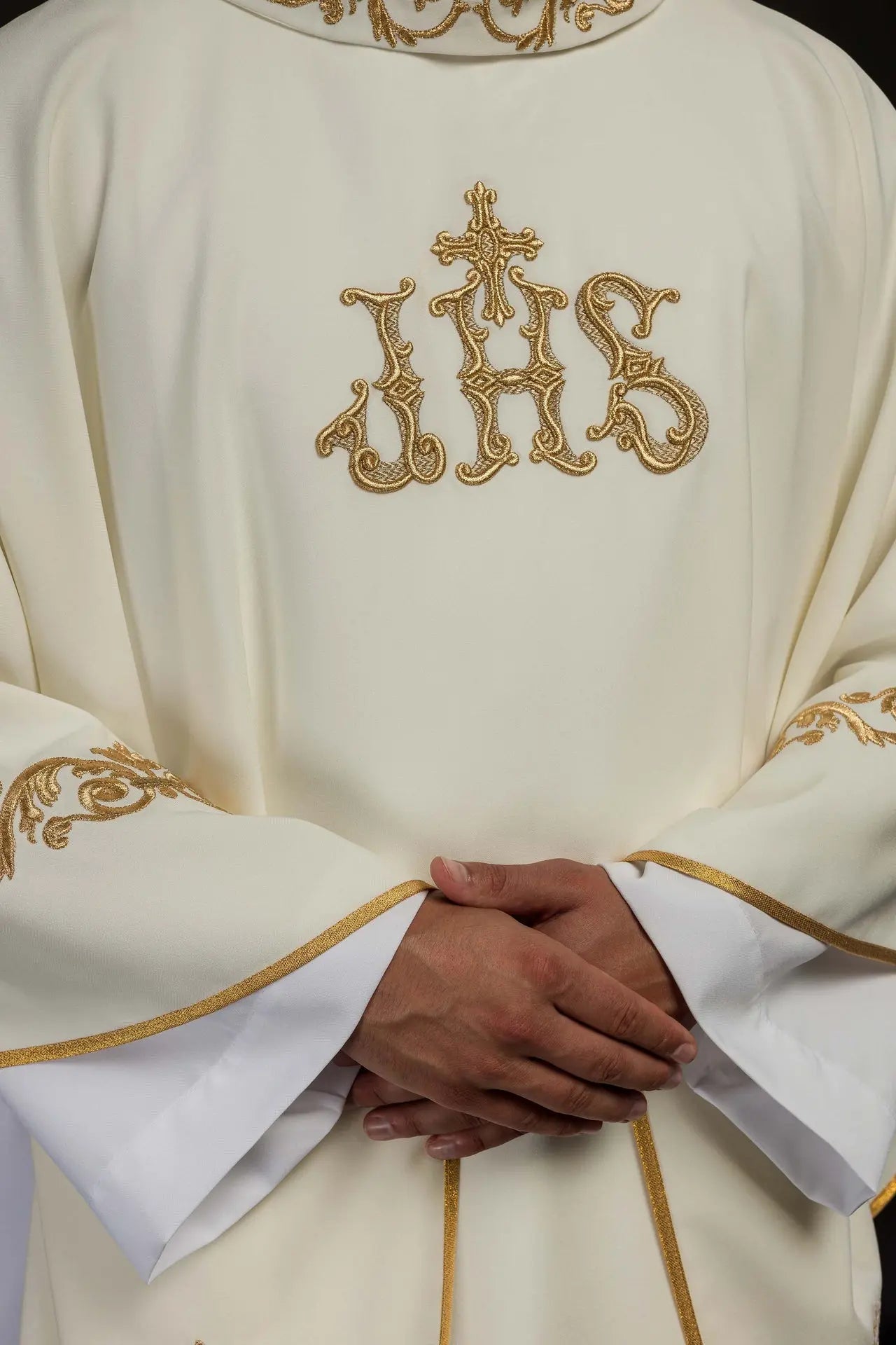 Chasuble with decorated trim and IHS motif