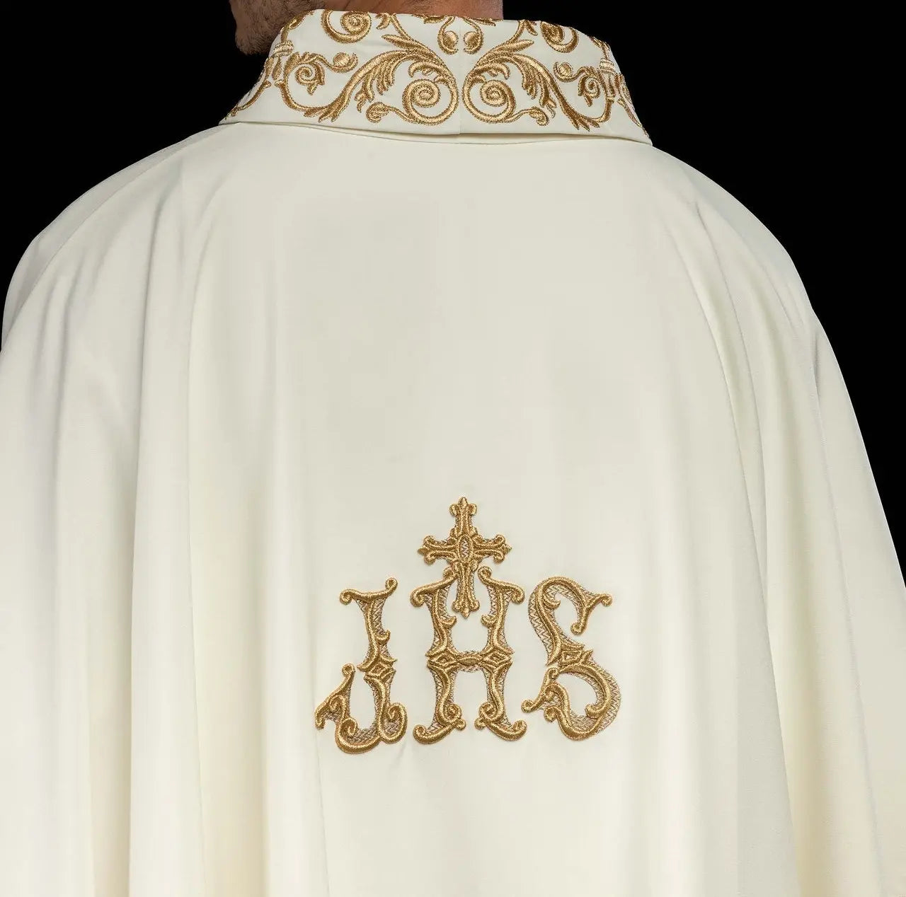 Chasuble with decorated trim and IHS motif