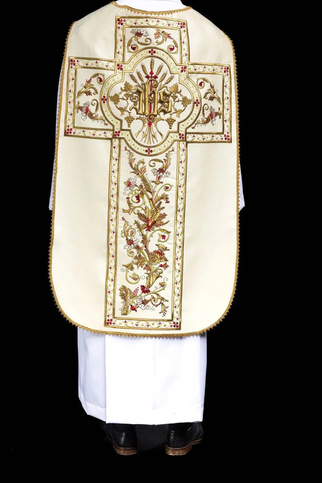Roman chasuble embroidered with IHS motif
