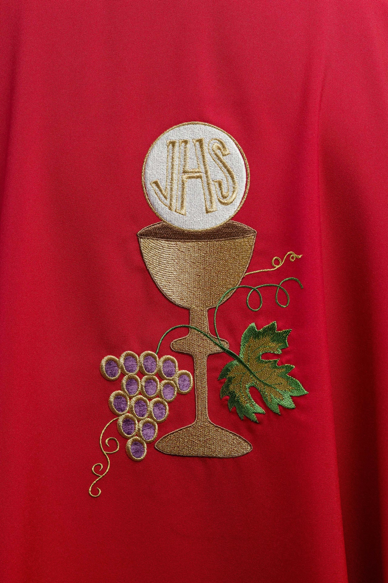 Ornat kielich Krzyż i winogrona Czerwony - ORNATY.PL