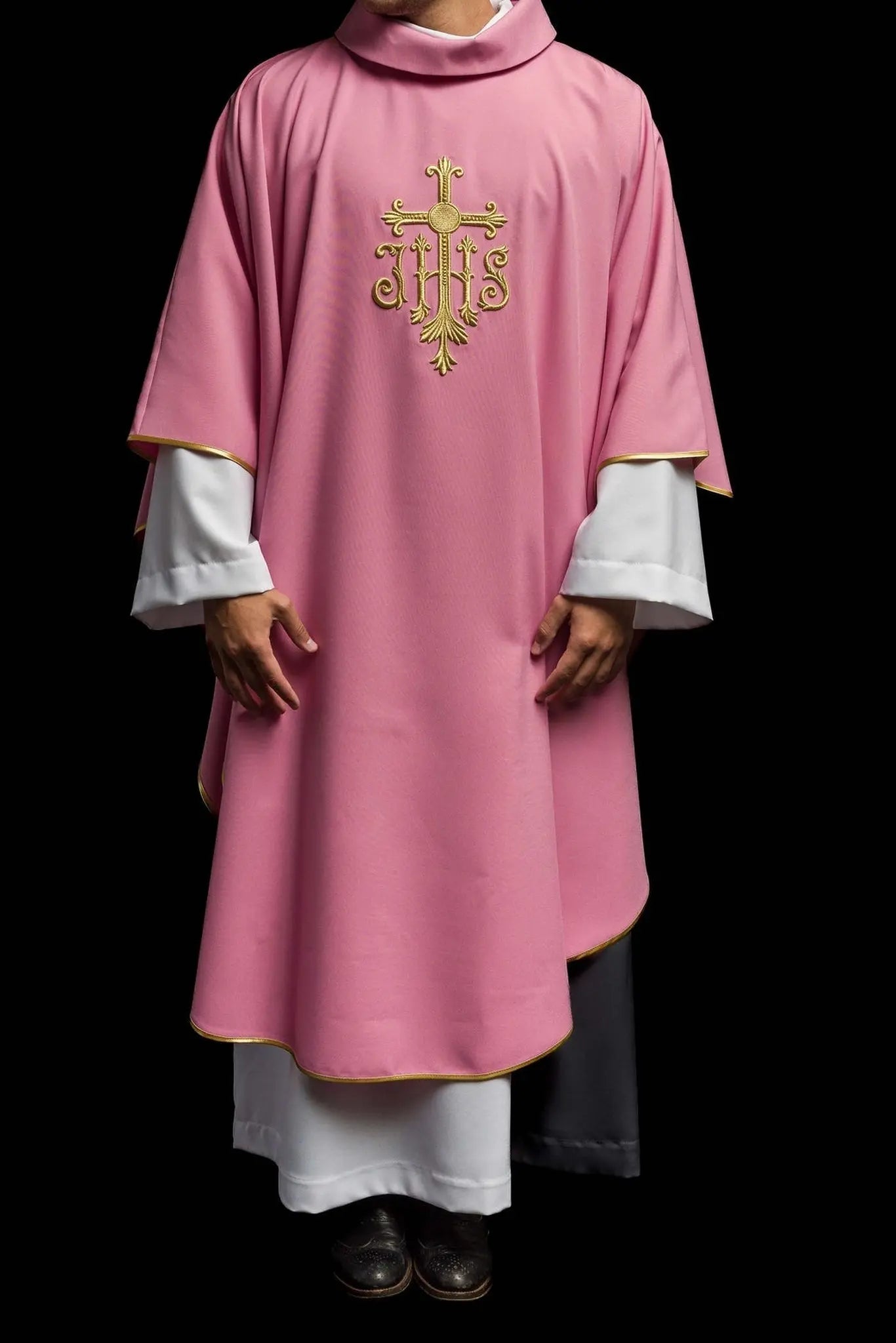 JHS pink chasuble with raised embroidery