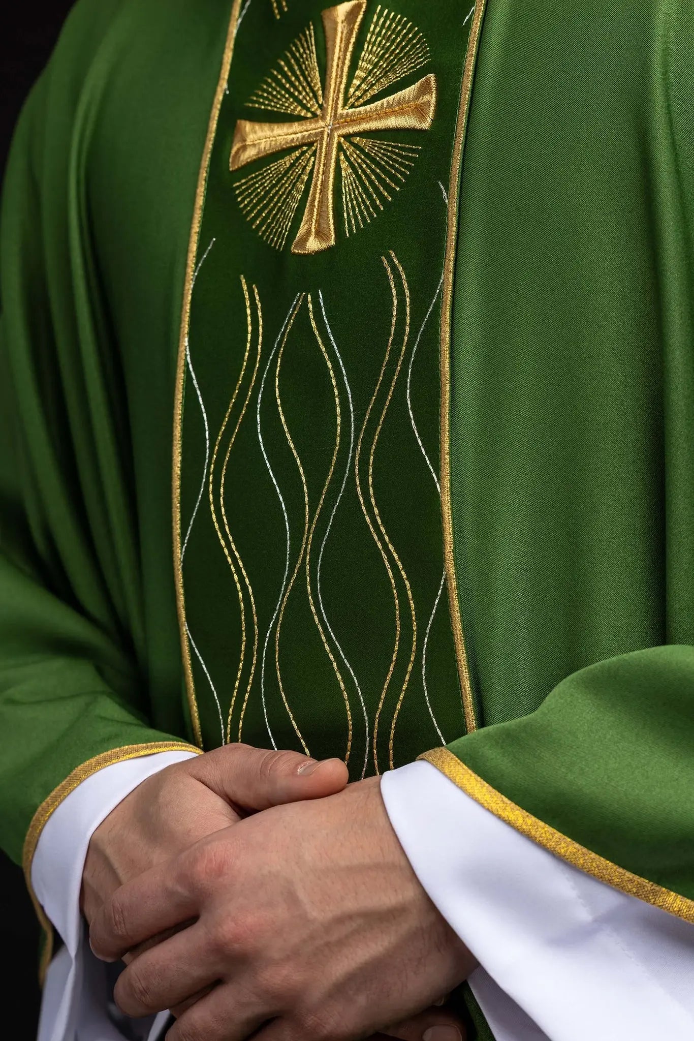 Green Chasuble with Gold Cross Embroidery