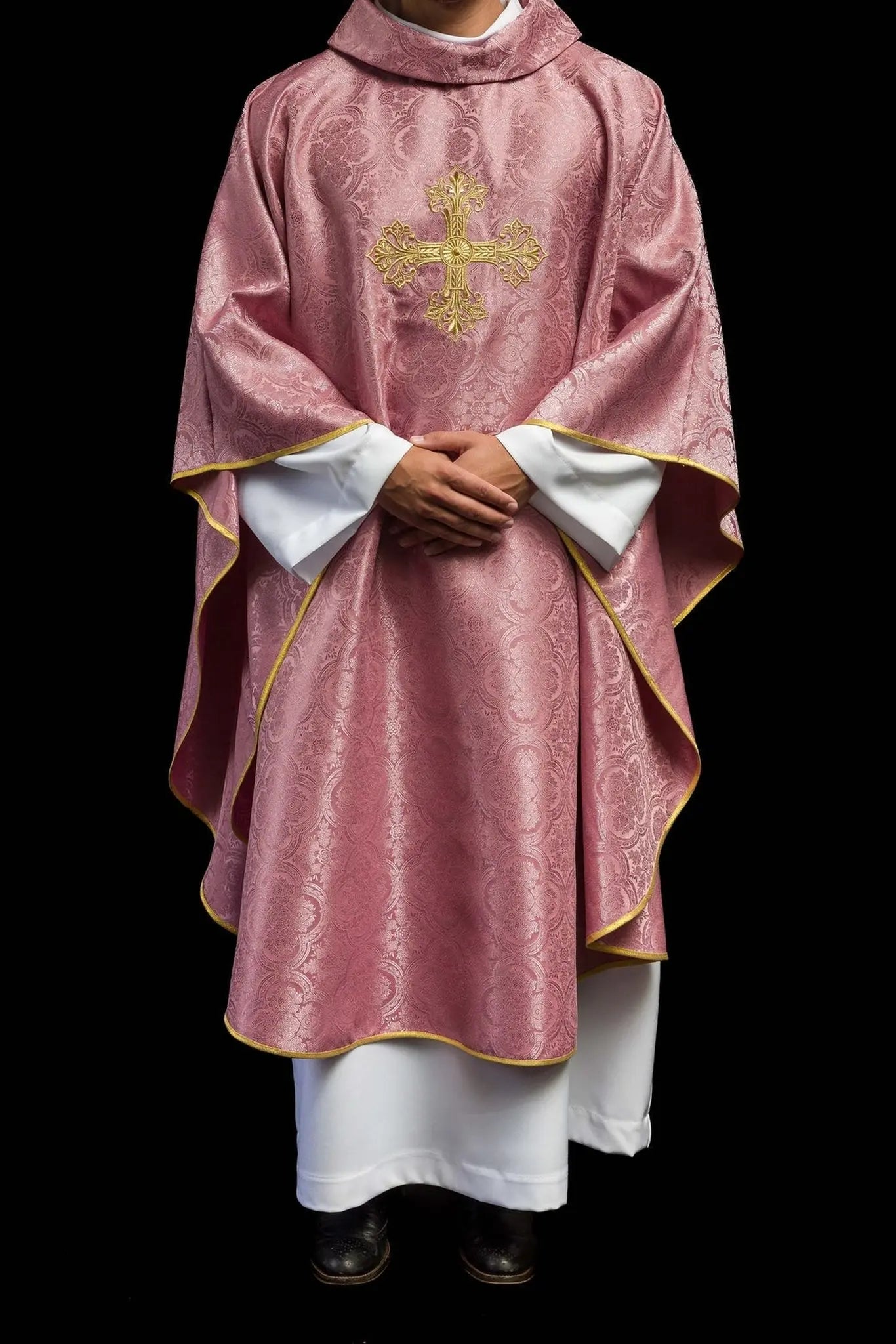 Pink Chasuble with Cross Made from Patterned Fabric